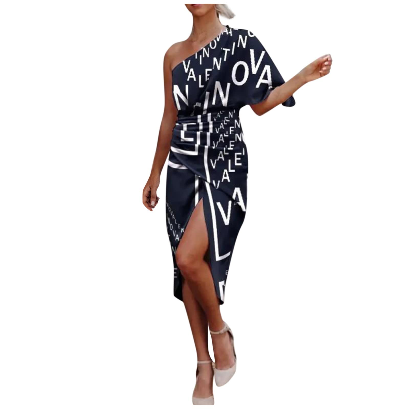 XHJUN Women's Wedding Guest Dresses - Elegant Mini & Maxi Sundresses for Summer | Sexy Sleeveless Off Shoulder Cocktail Dresses with Side Slit | Perfect for Beach Parties, Date Nights & Formal Events