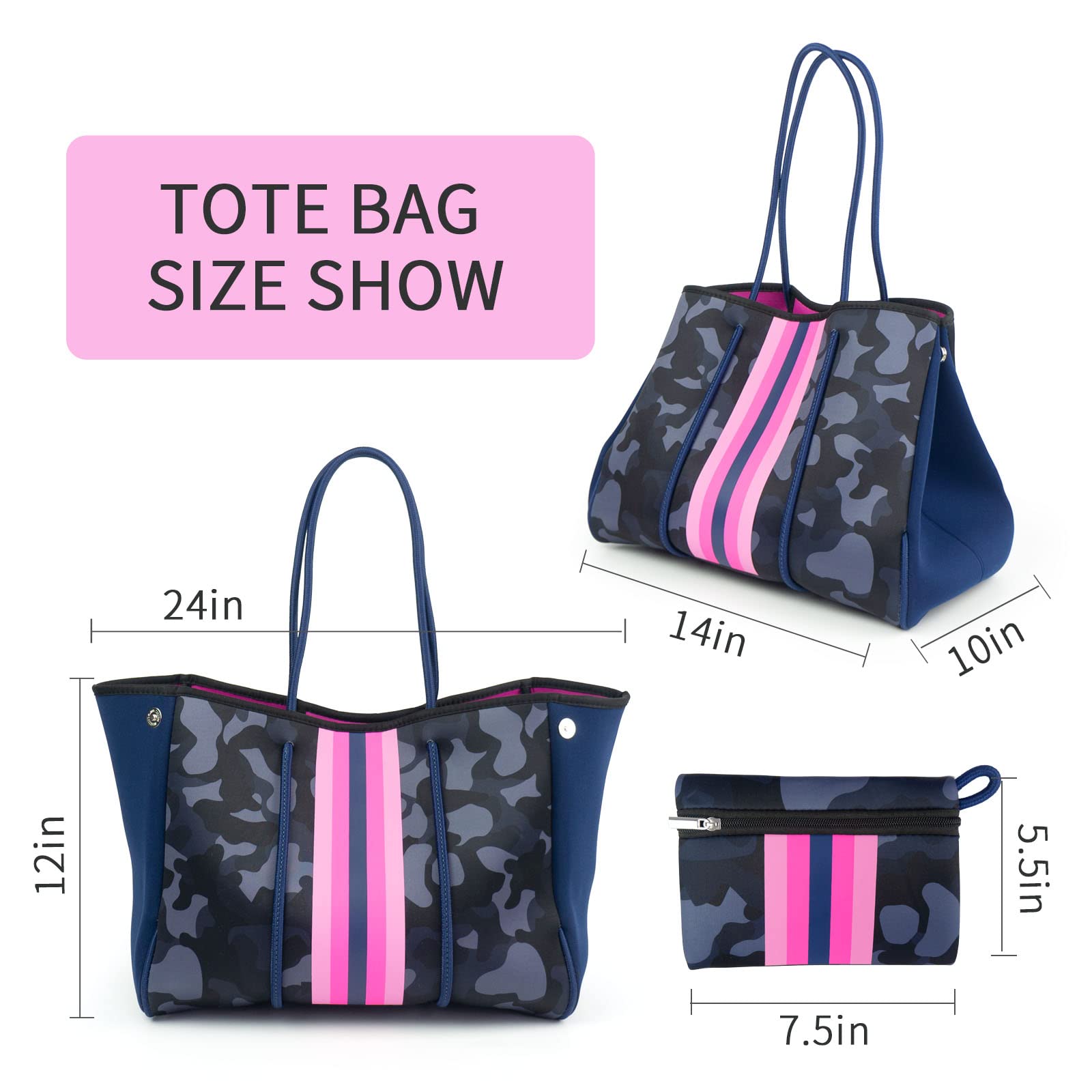 ORAD Neoprene Tote Bag for Women - Waterproof Shoulder Handbag, Durable Gym & Beach Bag - Perfect for Workouts, Swimming & Travel Accessories