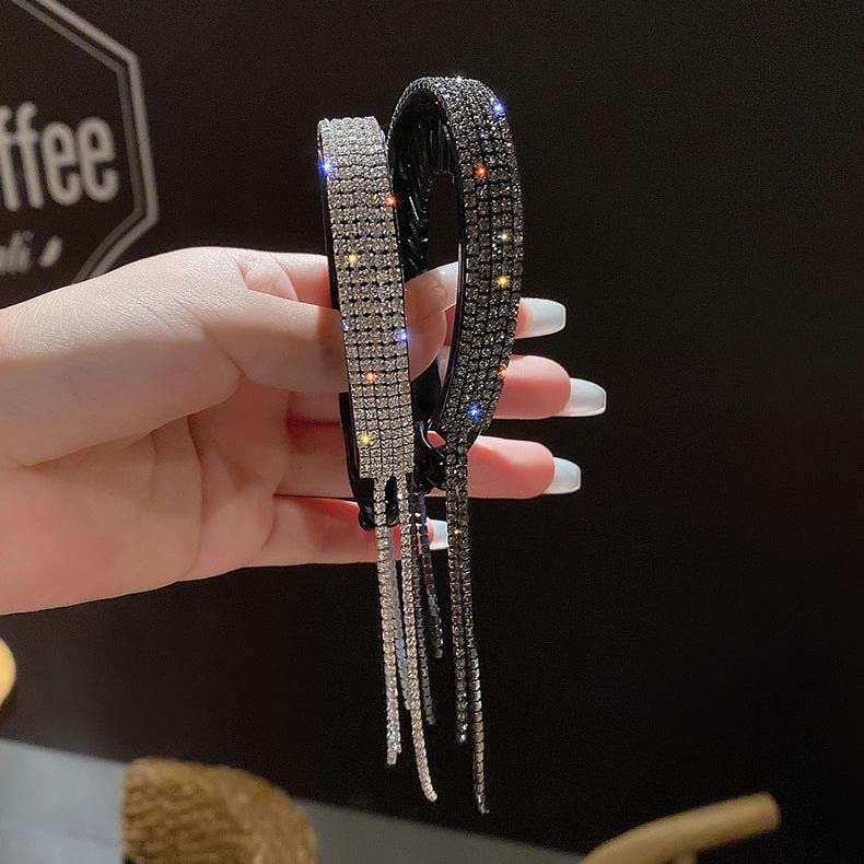 Sparkling Rhinestone Hair Bun Cover Clips - Elegant Glitter Claw Hair Accessories for Women (Black) | Perfect for Updos, Buns, Bridal & Party Hairstyles