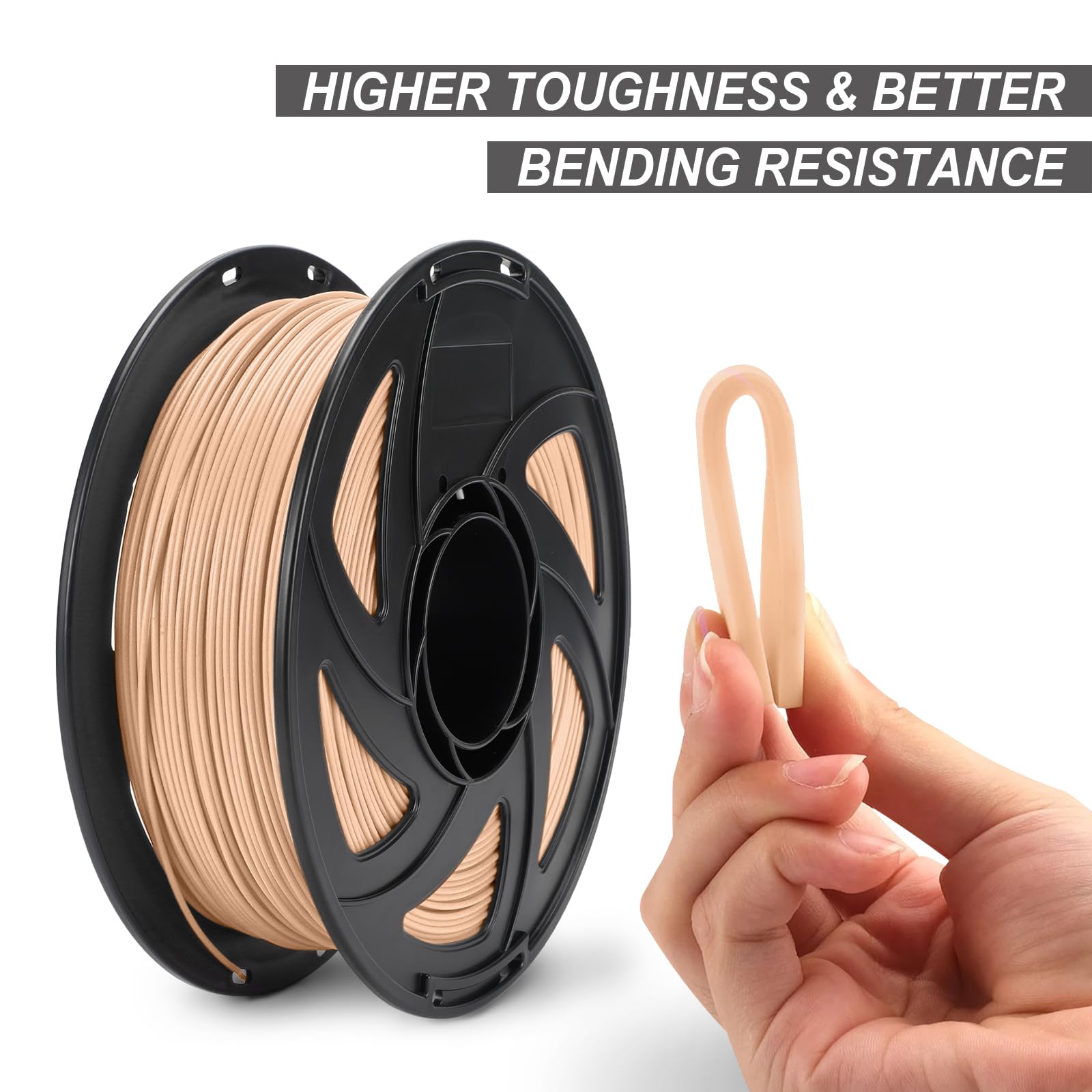 Premium 1.75mm Tan PETG 3D Printer Filament - Light Brown Matte Finish, High Strength, +/-0.02mm Dimensional Accuracy, 1kg Spool (2.2lbs) - Compatible with Most FDM 3D Printers for Cosplay Props, Functional Parts & DIY Projects