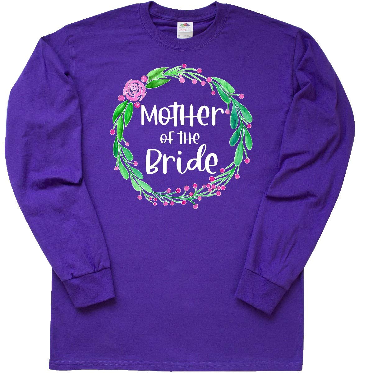 Inktastic Mother of The Bride Rose Wreath Long Sleeve T-Shirt - Elegant Wedding Party Apparel for Moms, Special Occasion Outfit