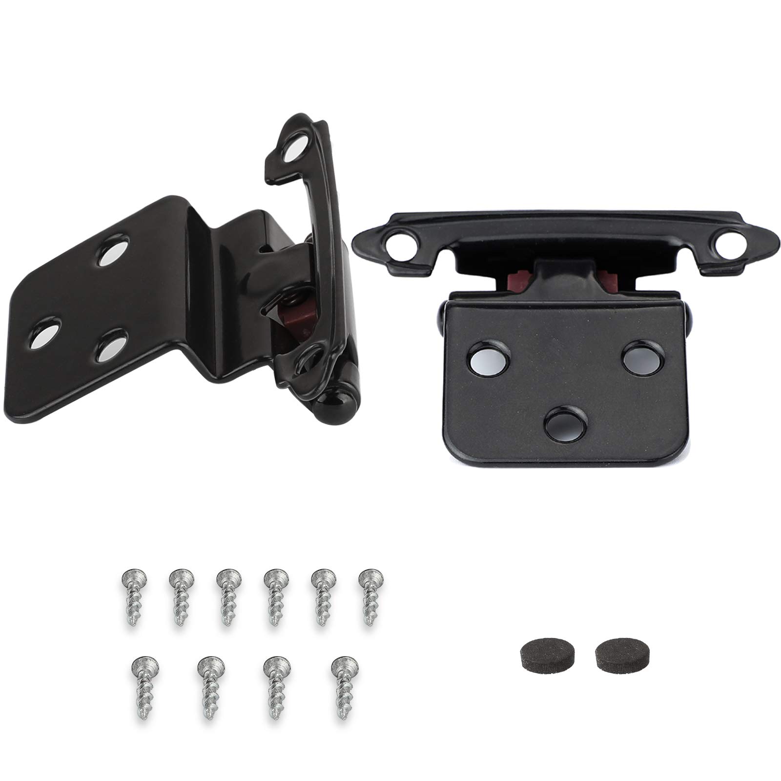 Goldenwarm 20 Pairs Modern Cabinet Door Hinges - Black Matte Finish Metal Face Mount Hinges with 3/8