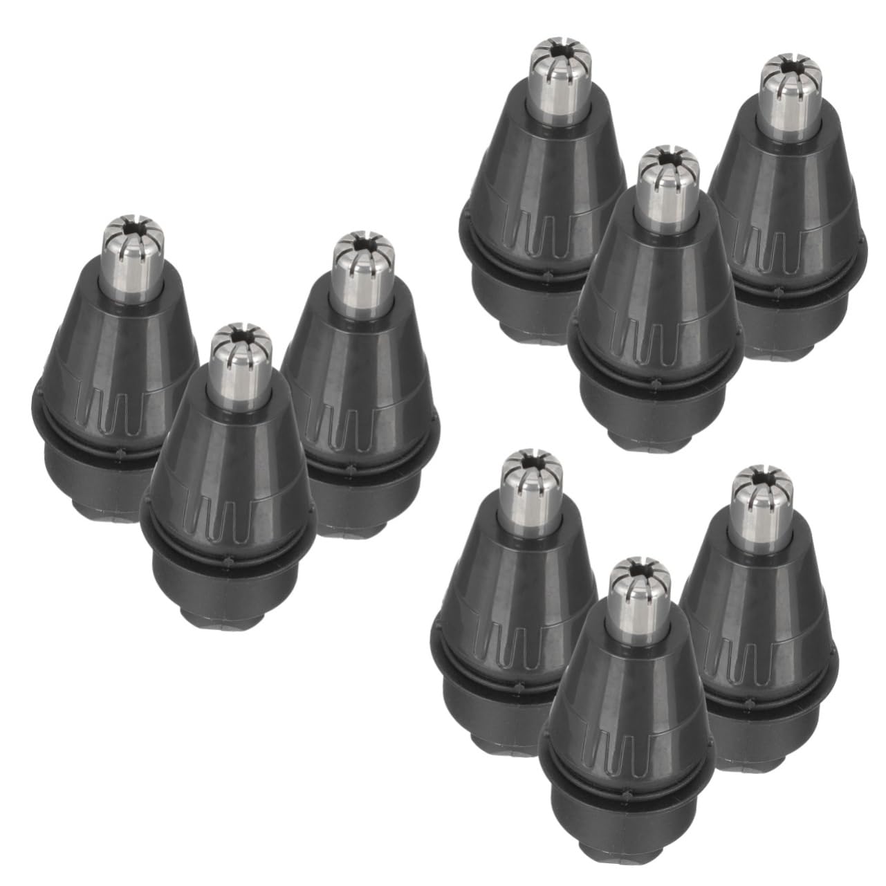 9 Pcs Replacement Heads for Men's Electric Razor - Nose & Beard Trimmer Attachments, Steel Black - Perfect for Travel, Grooming Kits & Daily Shaving