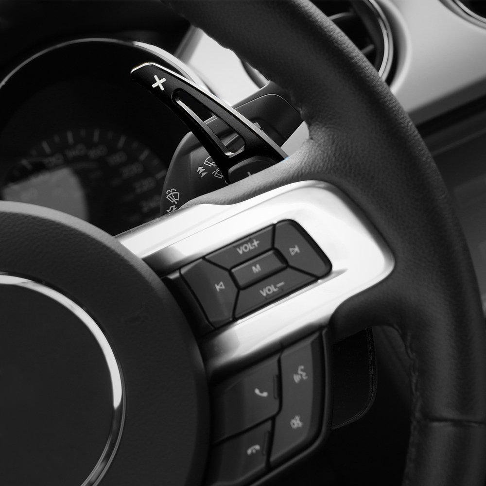Black Steering Wheel Shift Paddle Shifter Trim Cover for Ford Mustang 2015-2023 - Upgrade Interior & Enhance Driving Experience