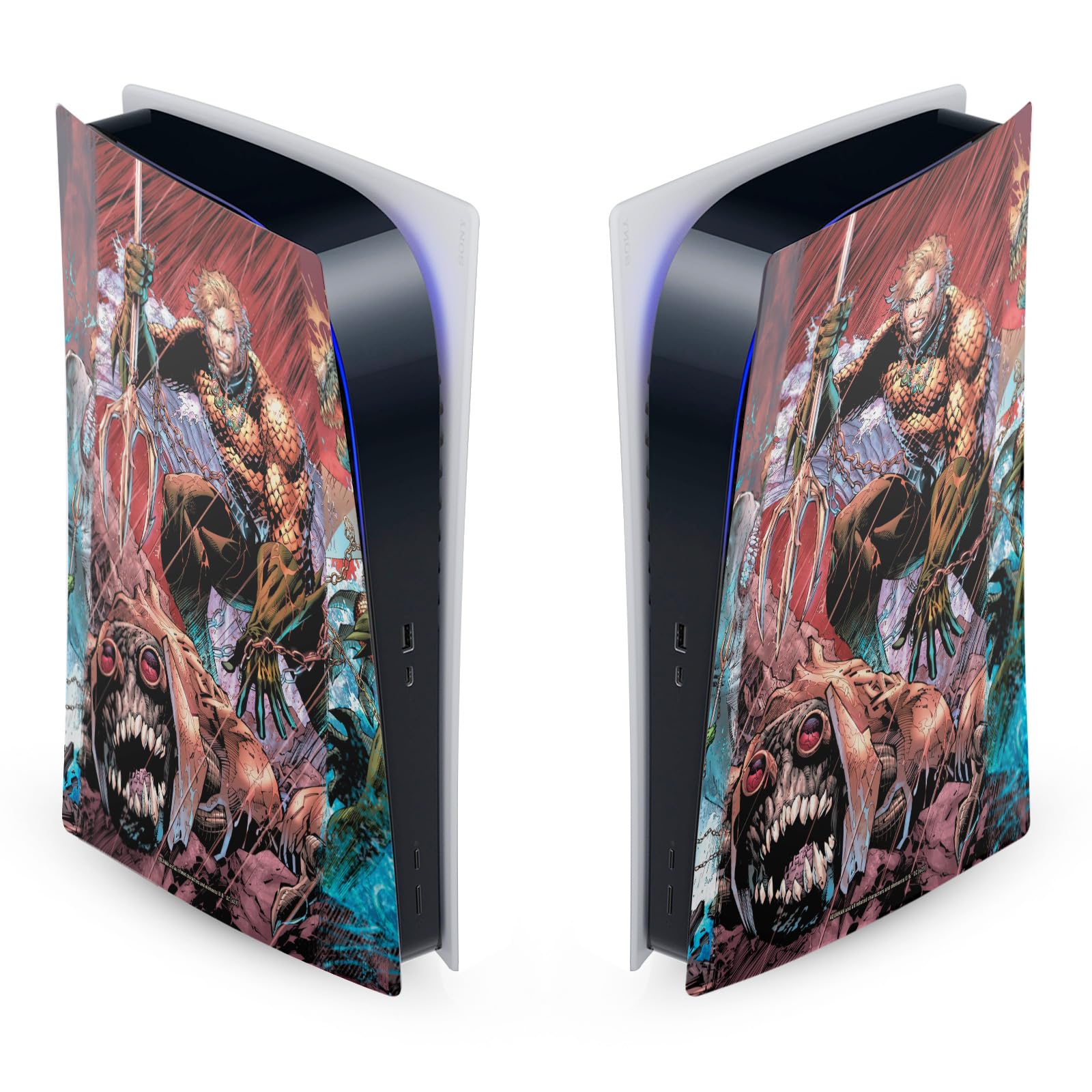 Officially Licensed Aquaman DC Comics Vinyl Skin Decal for Sony PS5 Digital Edition - Waterproof Gaming Sticker with Comic Book Cover Design - Perfect for Superhero Fans & Console Protection