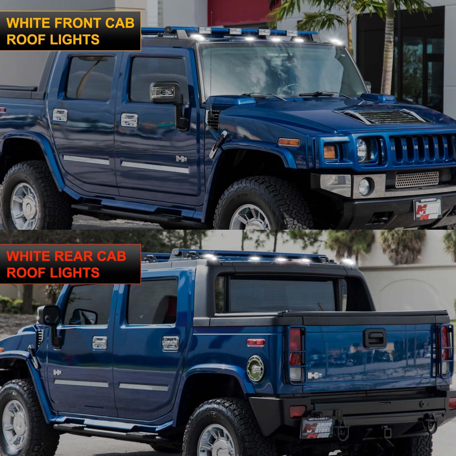 Gempro White LED Cab Roof Marker Lights Kit - 10PCS for 2003-2009 Hummer H2 SUT (Smoked Lens) | Front, Back & Top Clearance Running Lights | Off-Road, Truck & RV Lighting Upgrade
