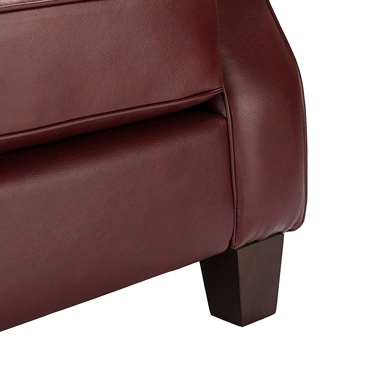Hugo Traditional Style Curved Genuine Leather Sofa - Elegant Living Room Furniture for Home, Office & Lounge Decor