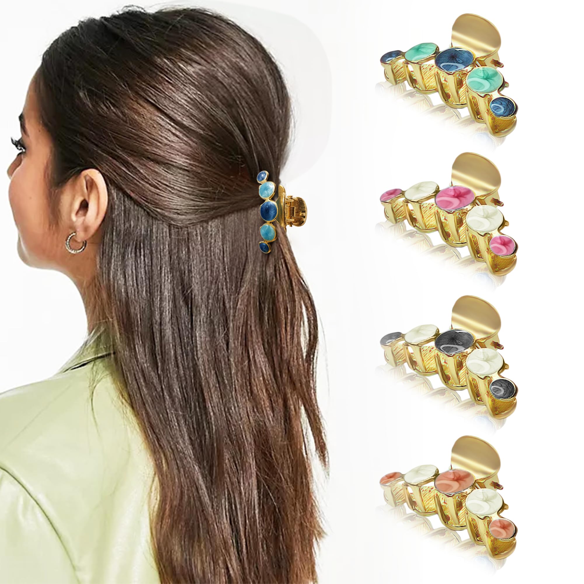 4Pc Butterfly Hair Clips for Women & Girls - Multicolor Hair Accessories Set for Birthday, Wedding, Party - Hair Bows, Claw Clips, Clutchers - Perfect Gift for Everyday, Prom & Special Occasions