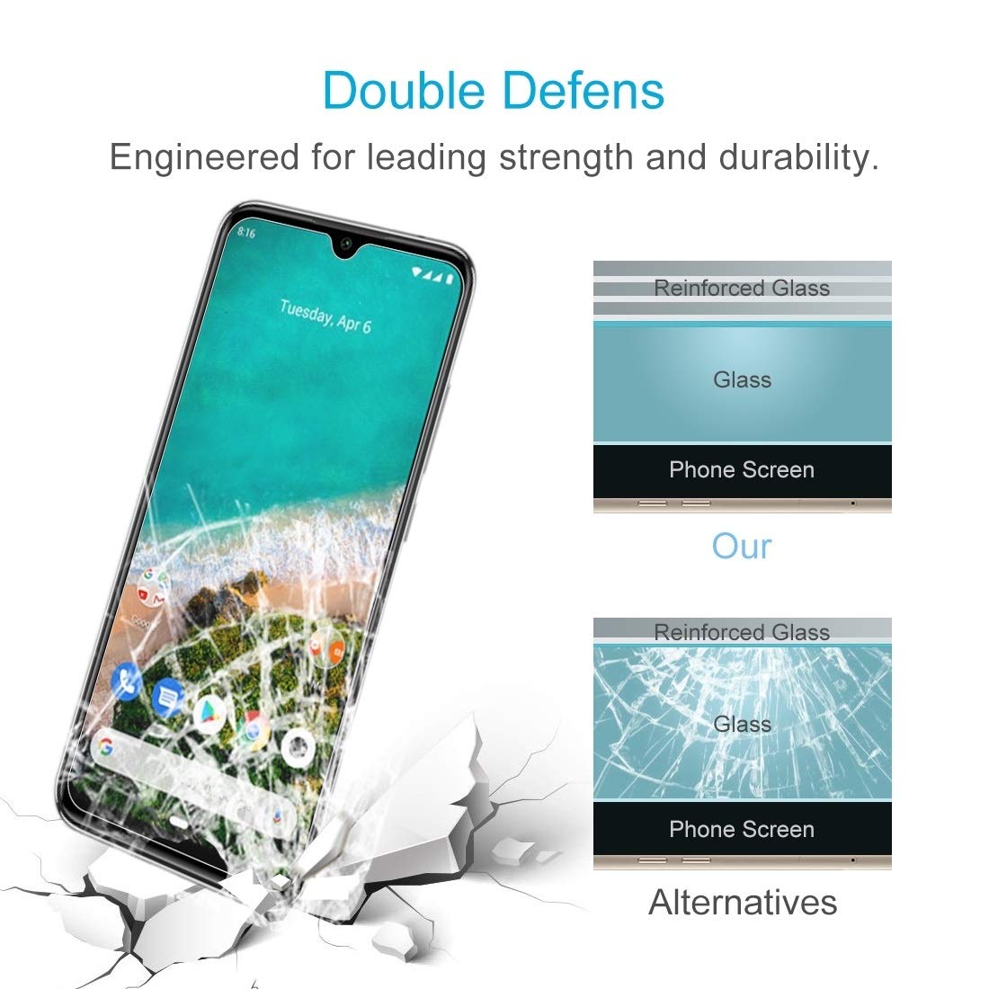 Xiaomi Mi A3 Tempered Glass Screen Protector - 50 Pack Half-Screen Transparent HD Clear Film | Anti-Scratch & Bubble-Free | Perfect for Daily Use, Gaming & Work