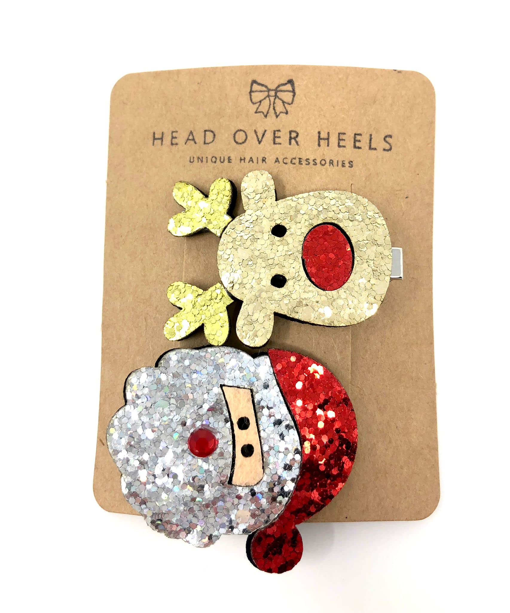 Christmas Hair Clips - Santa and Rudolf Set for Women & Girls | Festive Holiday Hair Accessories for Parties, Gifts & Christmas Celebrations