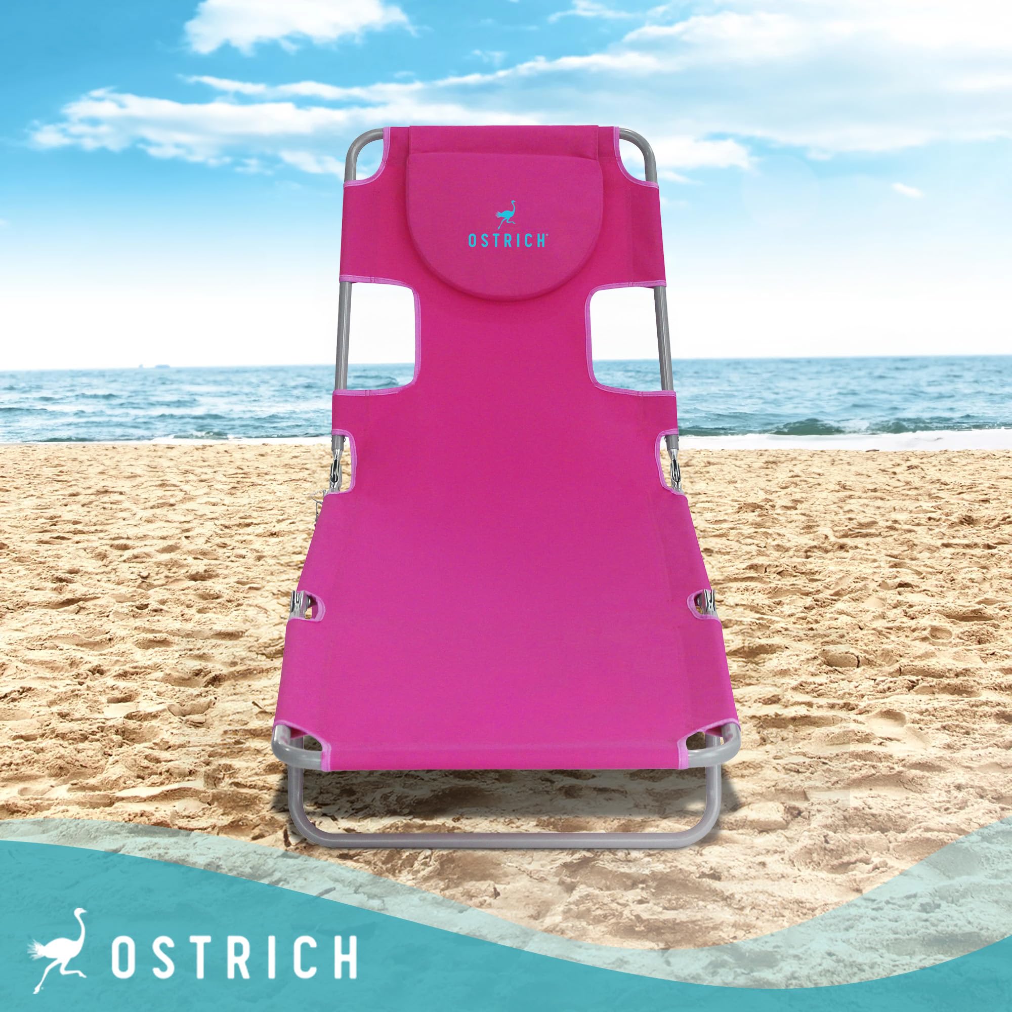 Premium Ostrich Chaise Lounge Chair - Foldable & Portable Sun Lounger for Poolside, Beach, Patio, and Backyard Relaxation (Set of 2) - Perfect for Vacation, Tanning, and Outdoor Lounging