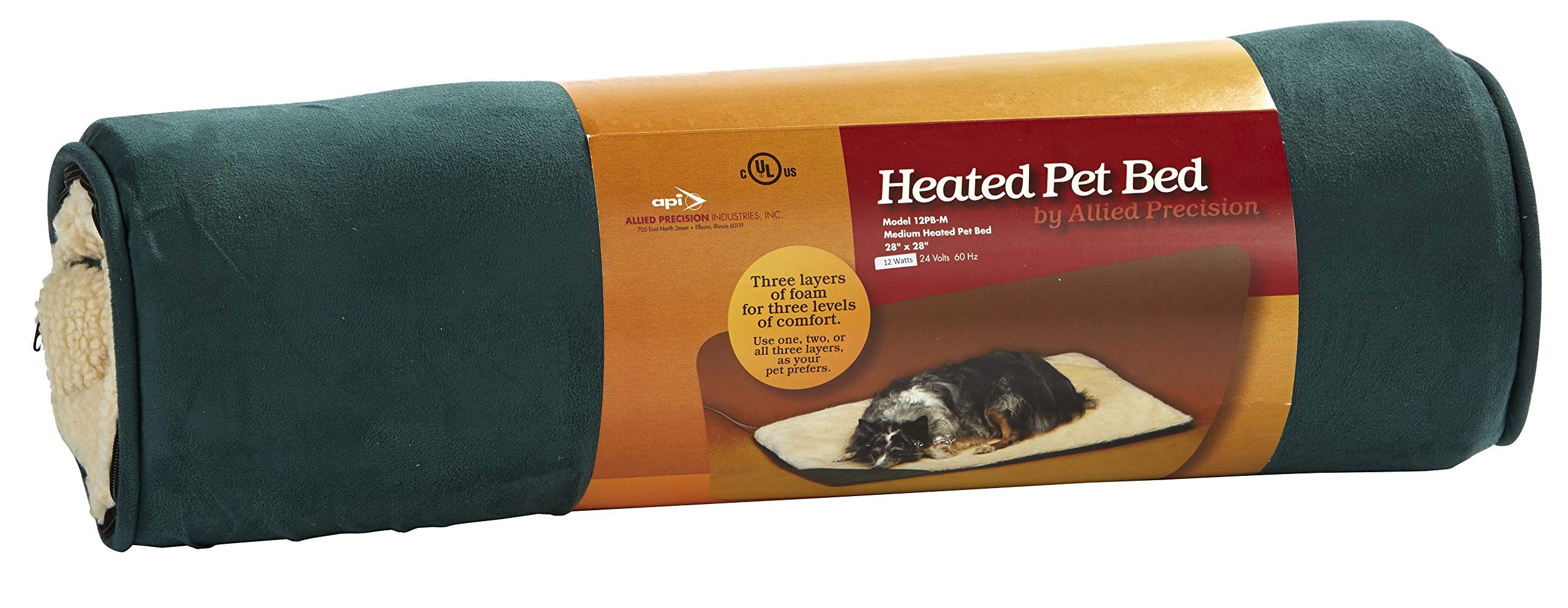 API® Heated Pet Bed for Dogs & Cats - Machine Washable Electric Warming Pad - Medium Size Cozy Pet Bed for Winter - Perfect for Arthritis Relief & Indoor/Outdoor Use