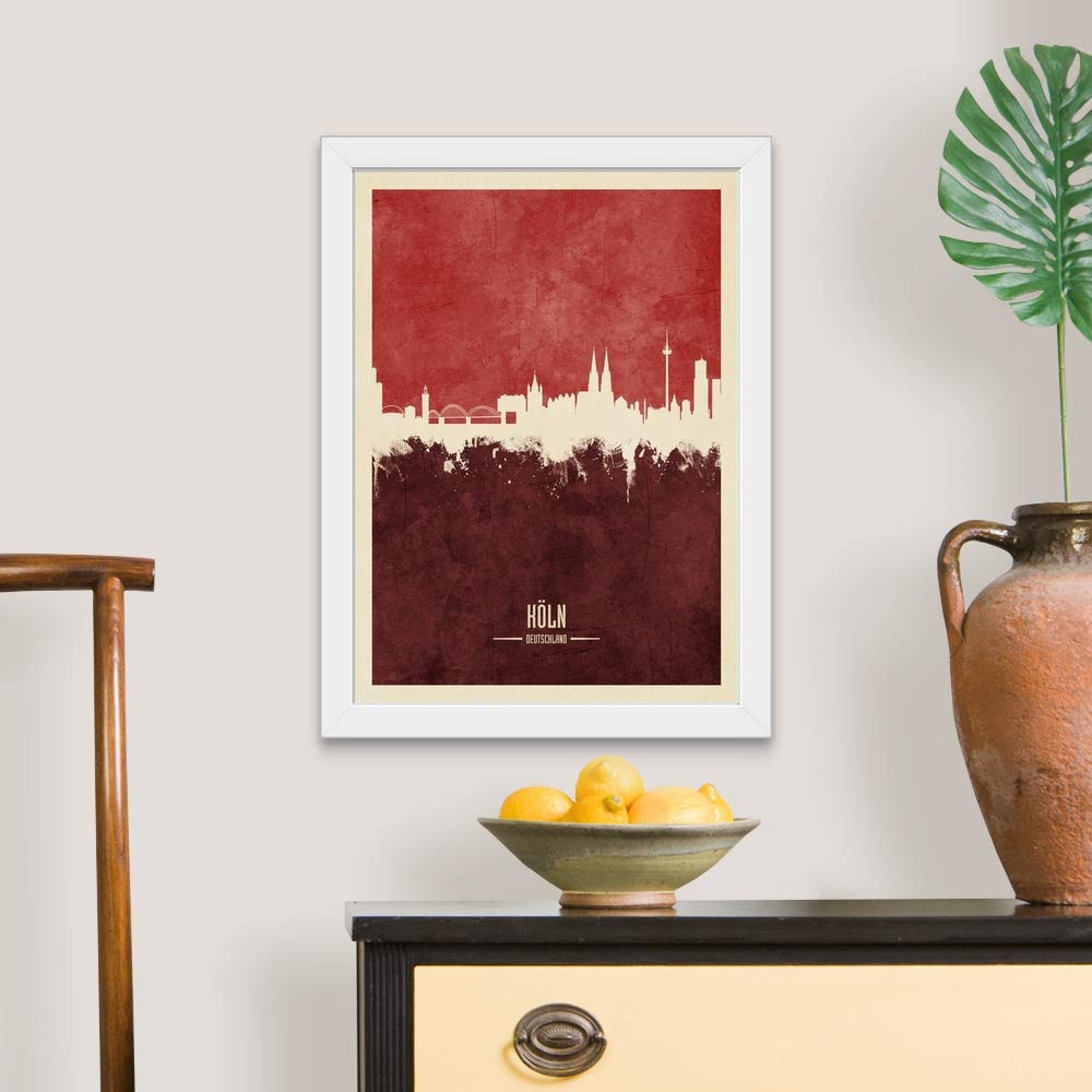Cologne Germany Skyline White Framed Canvas Art Print - Premium Home & Office Wall Decor for Living Room, Bedroom, Office