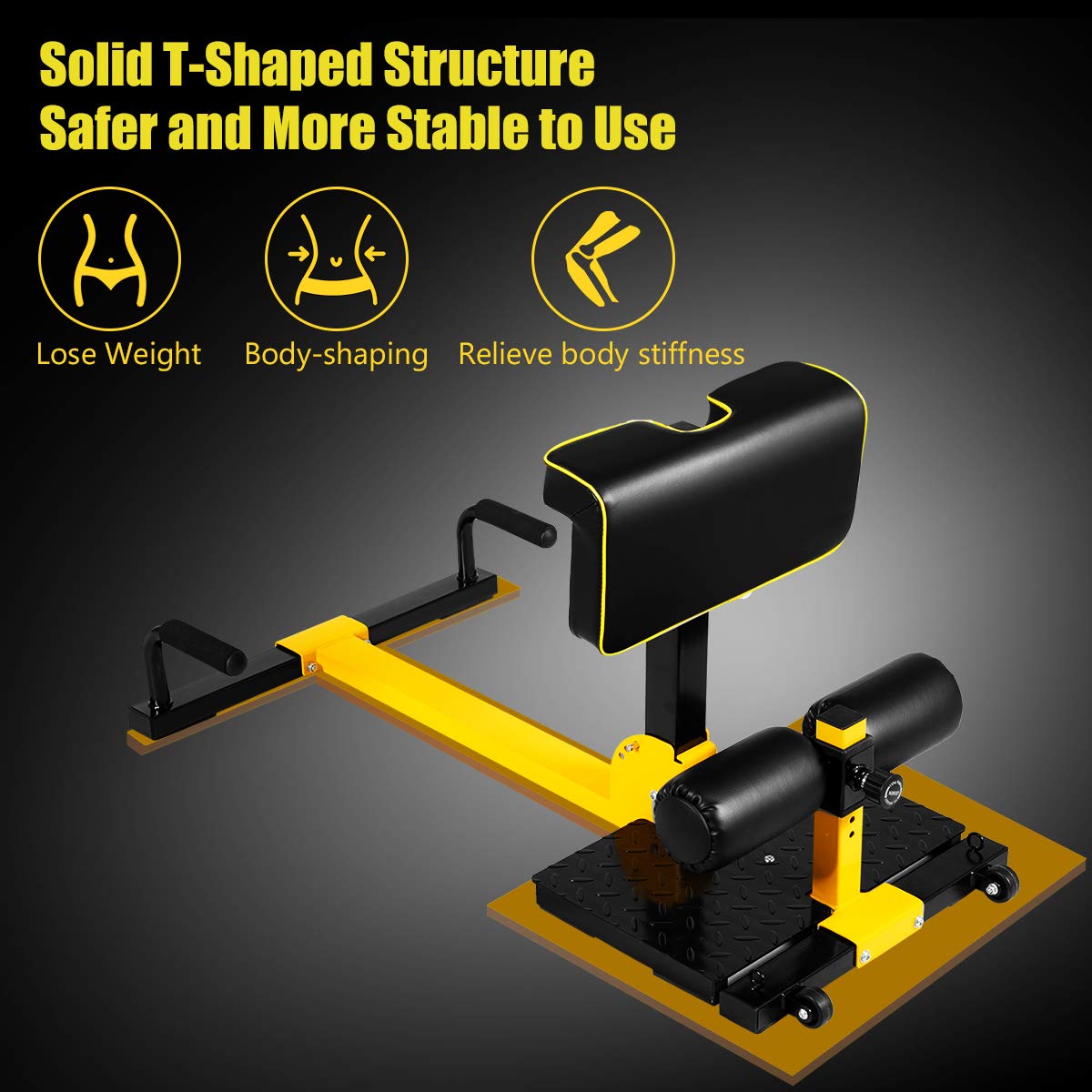 GYMAX 8-in-1 Adjustable Sissy Squat Machine for Home Gym - Strength Training Equipment with Protective Foam for Squats, Push-ups, Sit-ups & Rope Exercises - Perfect for Full Body Workout & Home Fitness Training