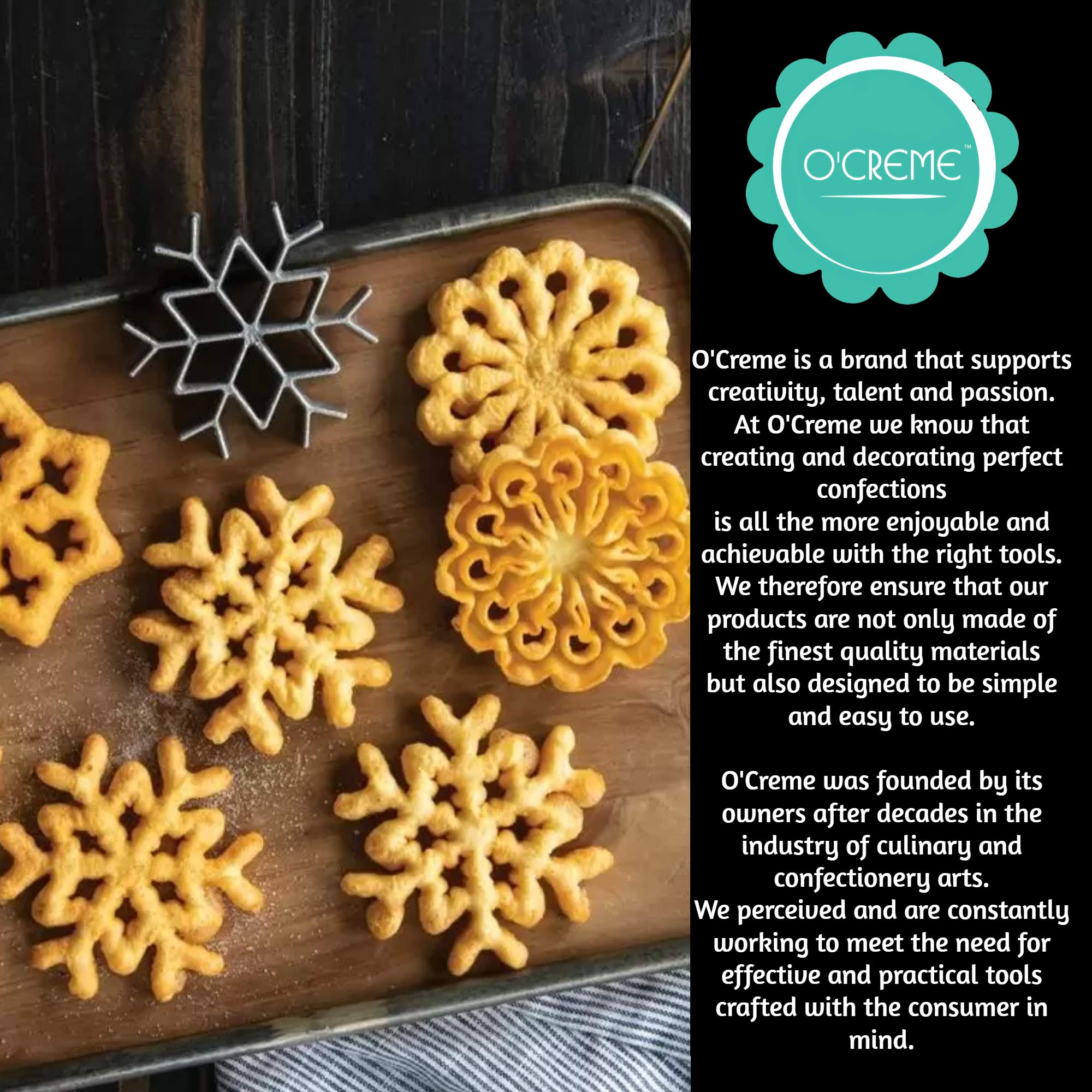 O'CREME Turkey Rosette Iron - Stainless Steel Cookie Press for Baking, Pastry Decorating | Perfect for Thanksgiving, Christmas Desserts & Holiday Treats