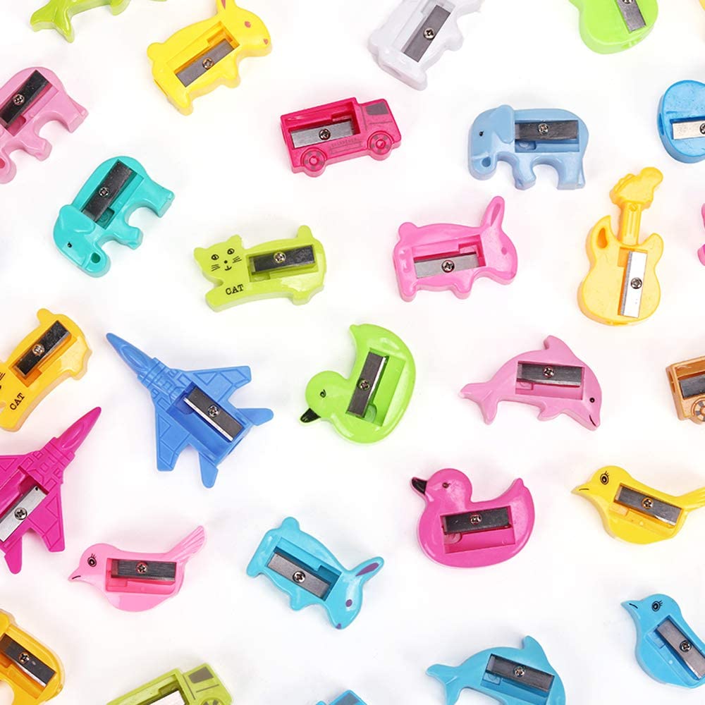 50 Pcs Bulk Cartoon Animal Shaped Plastic Pencil Sharpeners - Single Hole Manual Handheld Sharpener for School, Office & Home - Perfect for Classrooms, Art Projects and Office Supplies