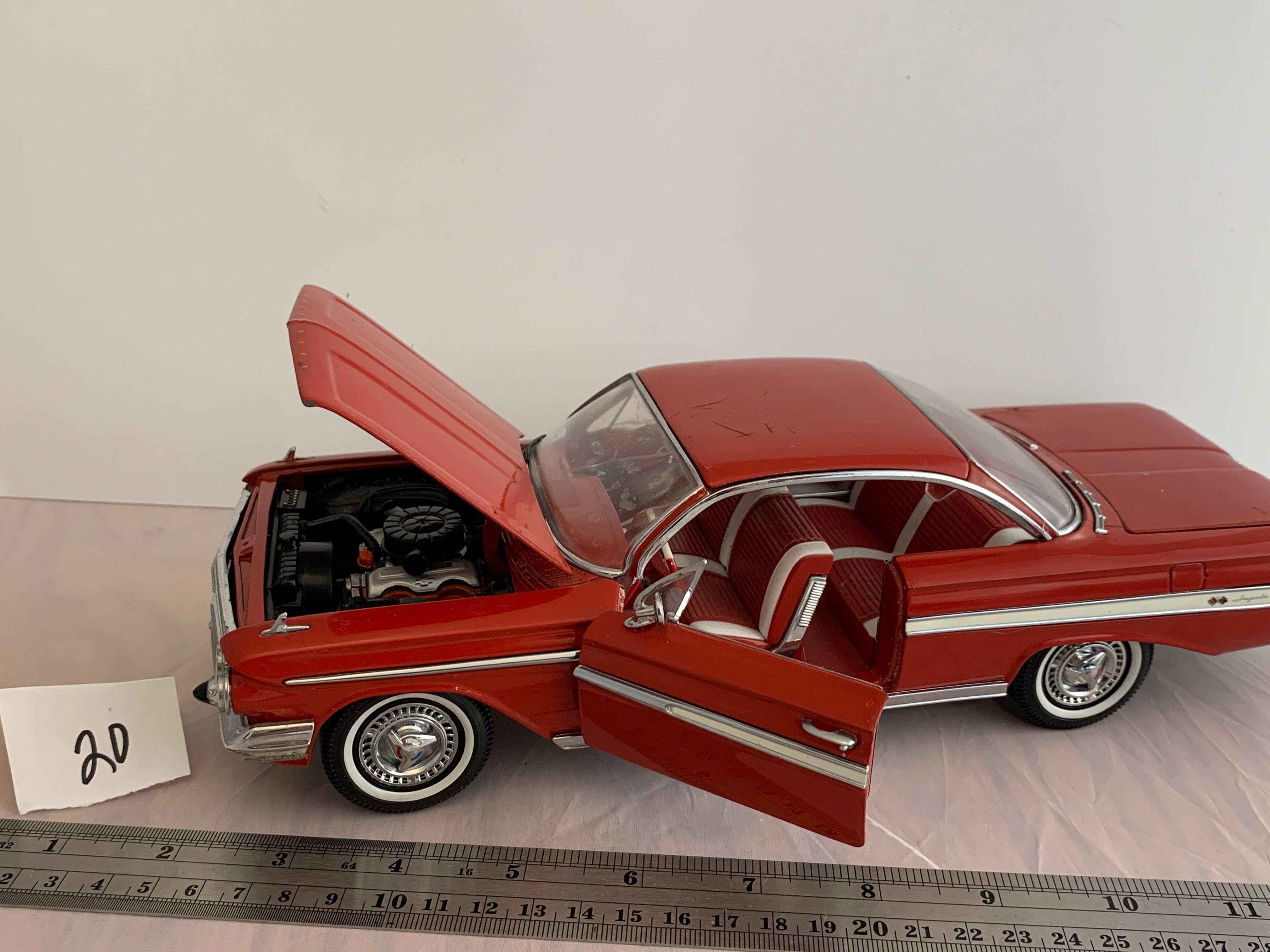 1/18 Scale Diecast 1961 Chevrolet Impala Red Model Car - Perfect for Collectors, Display, and Gifting