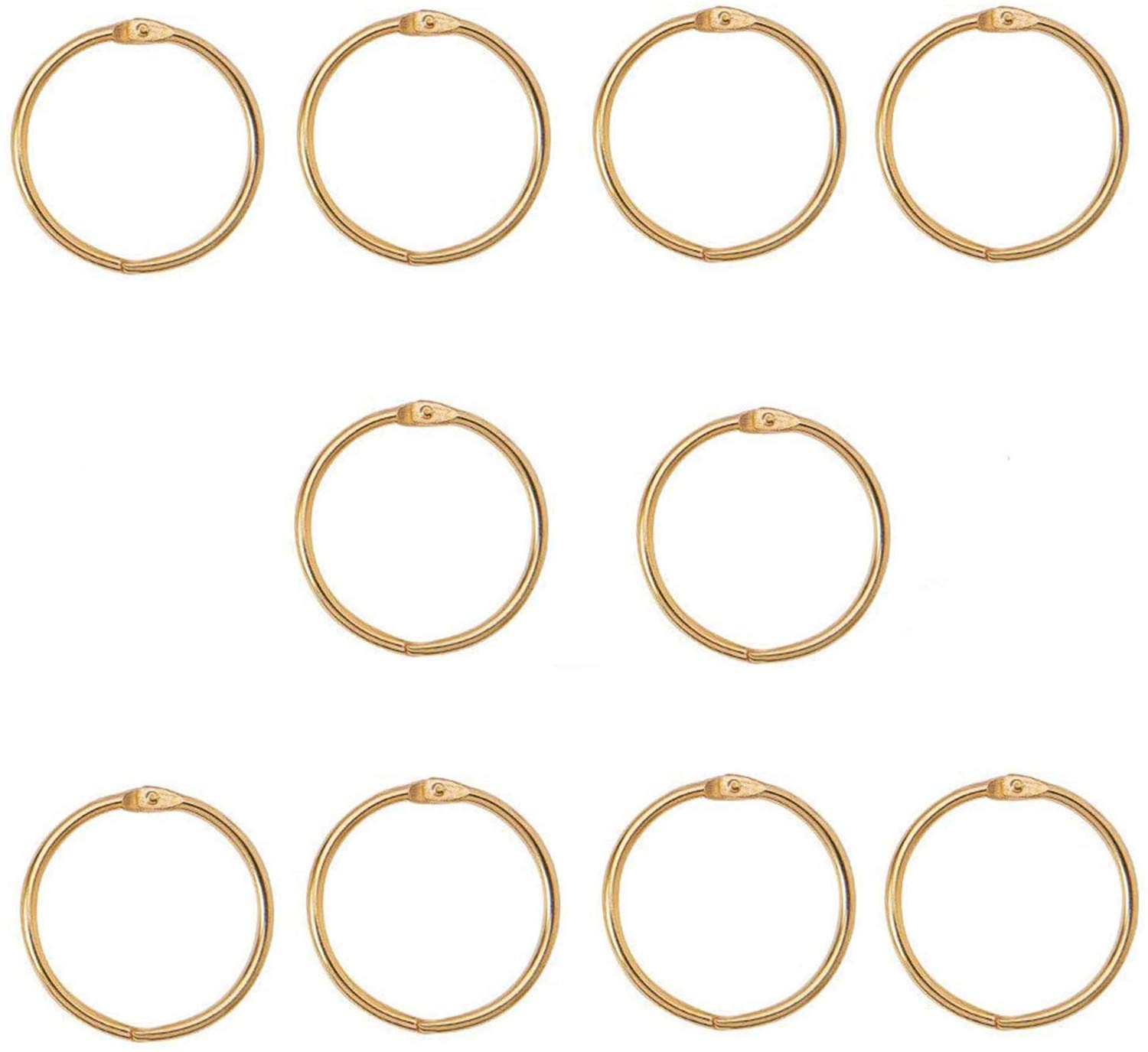 XMHF 2 Inch (10 Pack) Nickel Plated Steel Loose Leaf Binder Rings - Durable Keychain Key Rings & Metal Book Rings in Golden Finish for School, Home & Office Organization | Perfect for Notebooks, Planners & DIY Projects