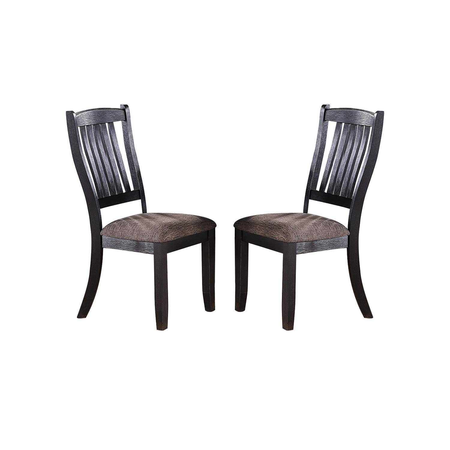 Dark Coffee Fabric Upholstered Side Chairs Set of 2 - Modern Kitchen Dining Chairs, Comfortable Leisure Chairs for Bedroom, Living Room & Office - Black Home Furniture for Dining, Working & Relaxing