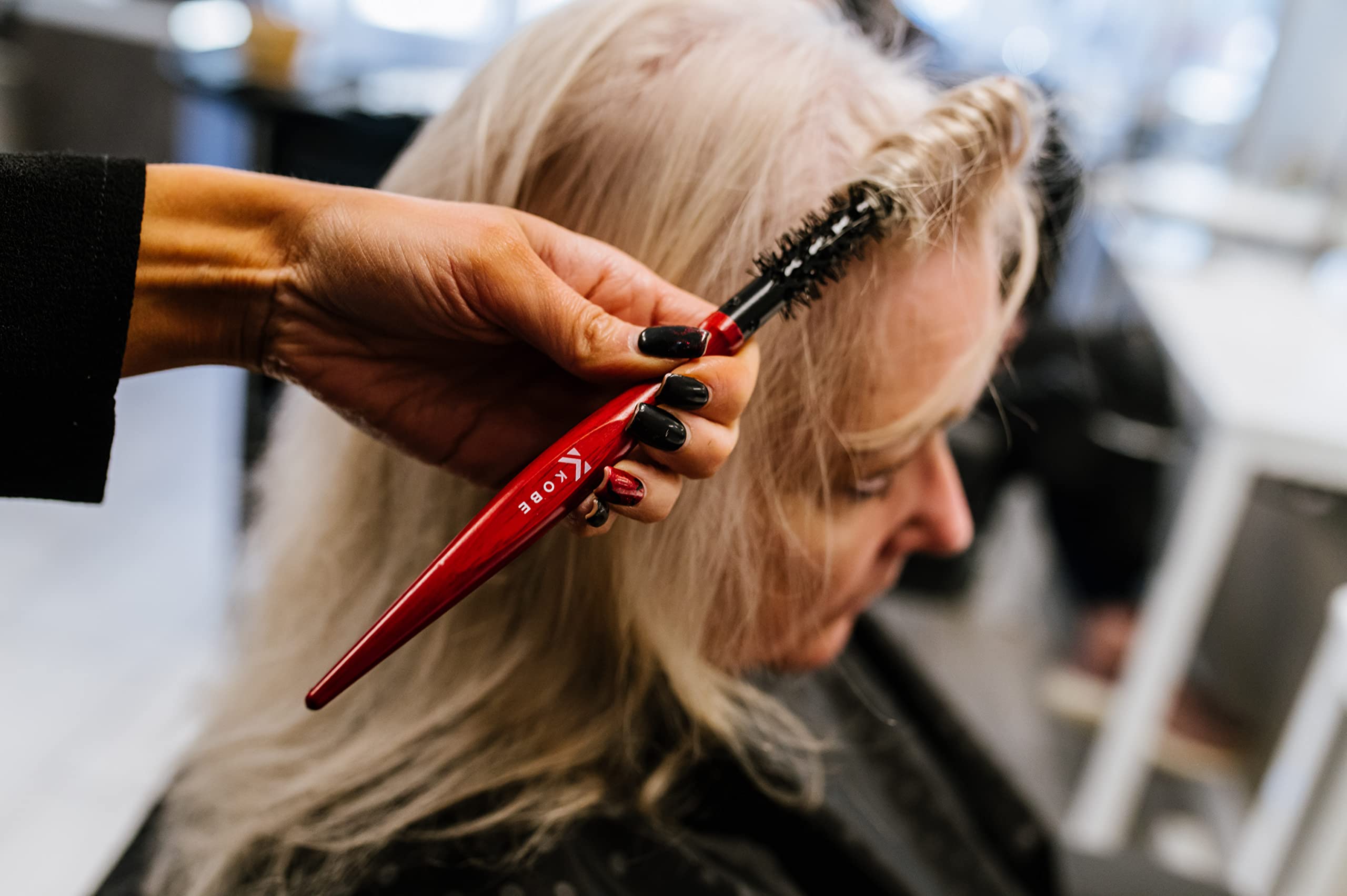 Kobe Red Wood Heat Resistant Blow Dry Brush - 13mm Barrel for Styling & Straightening - Salon & Home Use