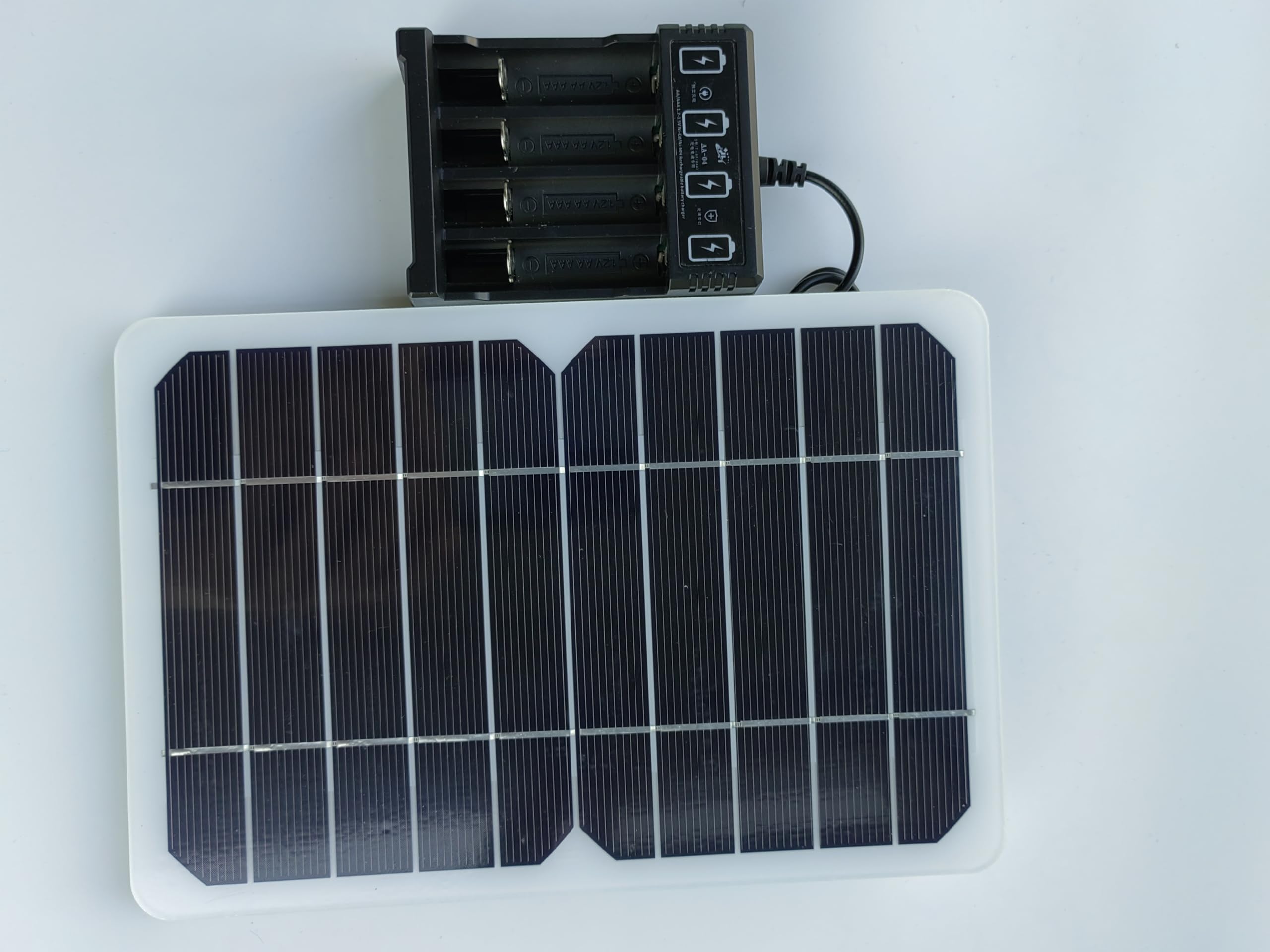 Portable 5W Solar Battery Charger for AA & AAA Ni-MH/Ni-CD Rechargeable Batteries with USB Output - Charge Phones & Devices Anywhere - Perfect for Camping, Hiking & Emergency Power Backup
