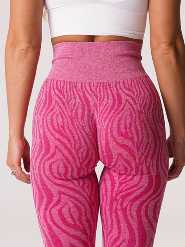 ZASUWA Women's Zebra Print High Waisted Scrunch Butt Lifting Seamless Leggings - Yoga, Workout & Casual Wear