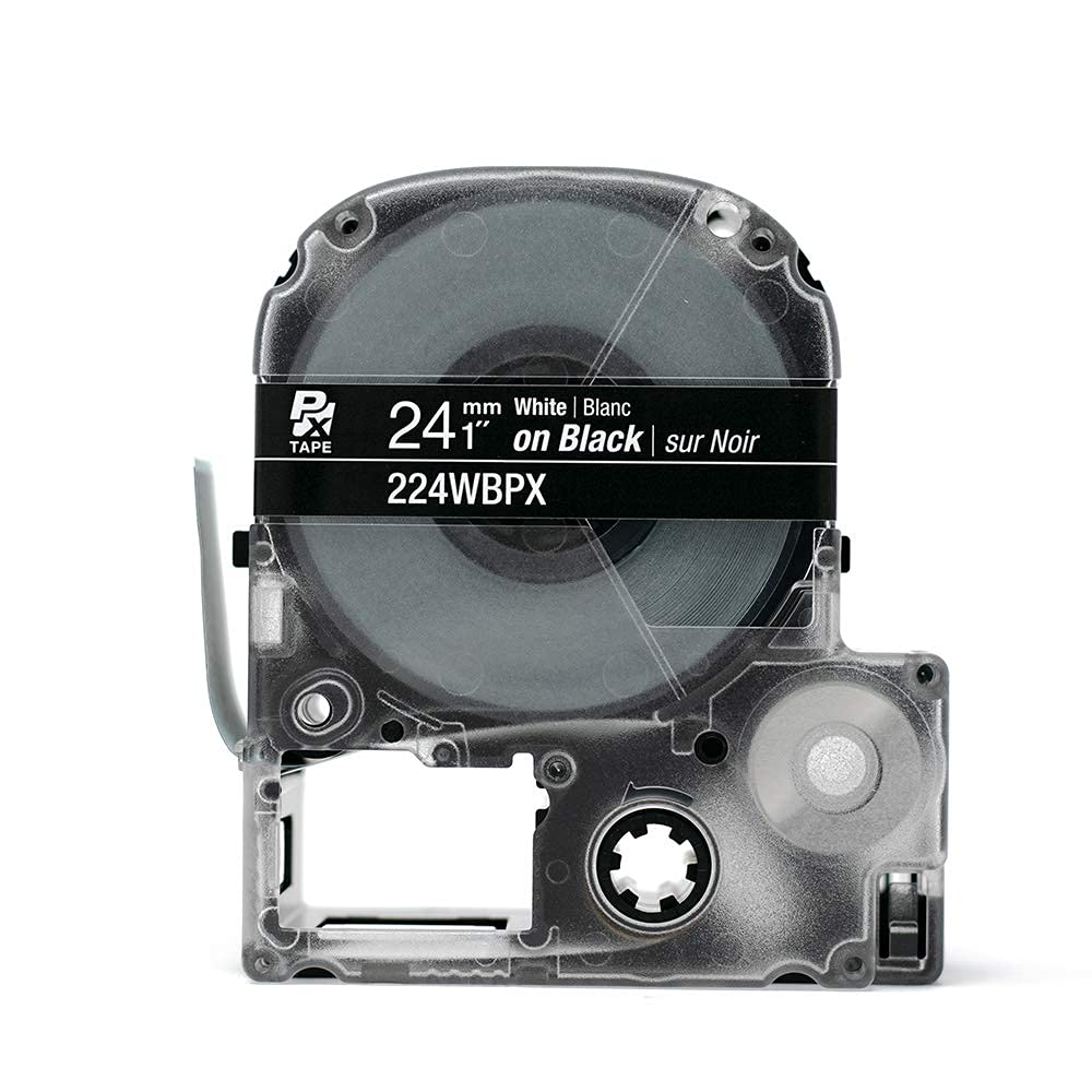 Epson LABELWORKS 224WBPX PET Tape Cartridge - White on Black Industrial Label Maker Tape - 1