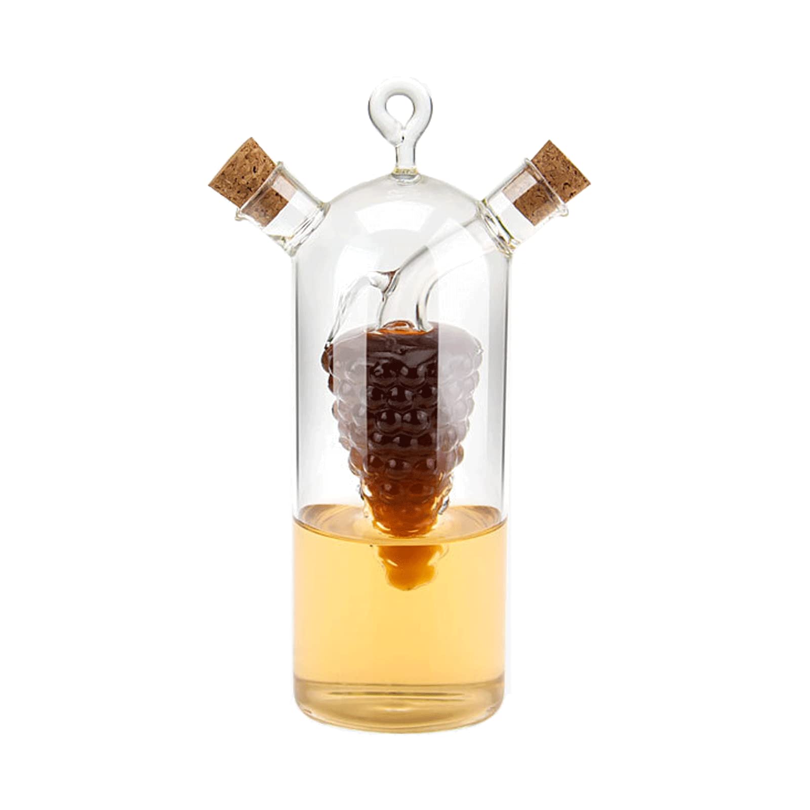 WINAKUI 2 in 1 Glass Olive Oil & Vinegar Dispenser Bottle - Clear Kitchen Cruet with Double Pour Spout for Salad Dressing, Cooking & Baking | Perfect for Restaurants, Home Kitchens & Gourmet Food Preparation