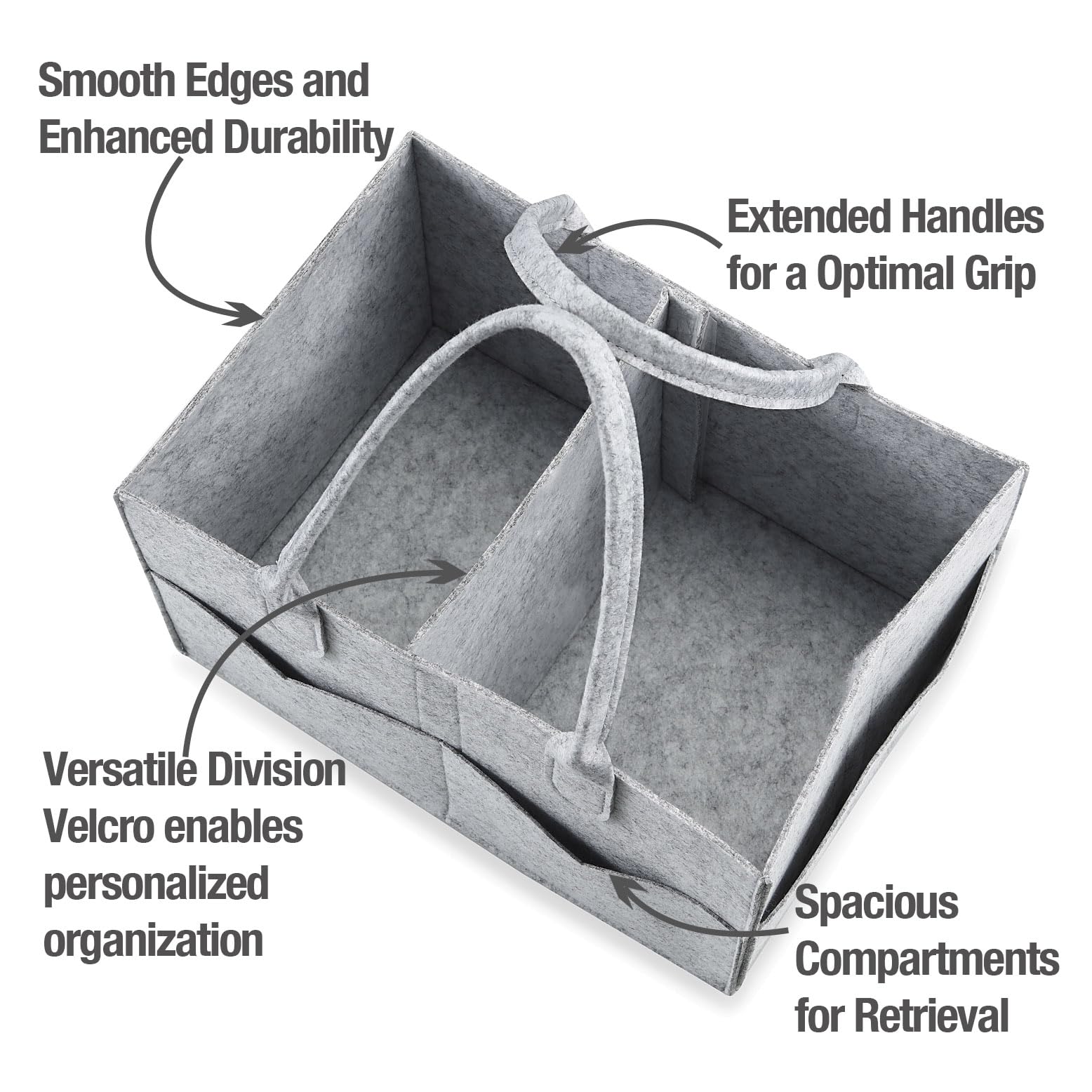 PandaEar Baby Diaper Caddy Organizer - Portable Nursery Storage & Diaper Bag Organizer for Wipes, Diapers & Baby Essentials - Collapsible Divided Design (Gray) - Perfect for Nursery, Travel & On-the-Go Parents