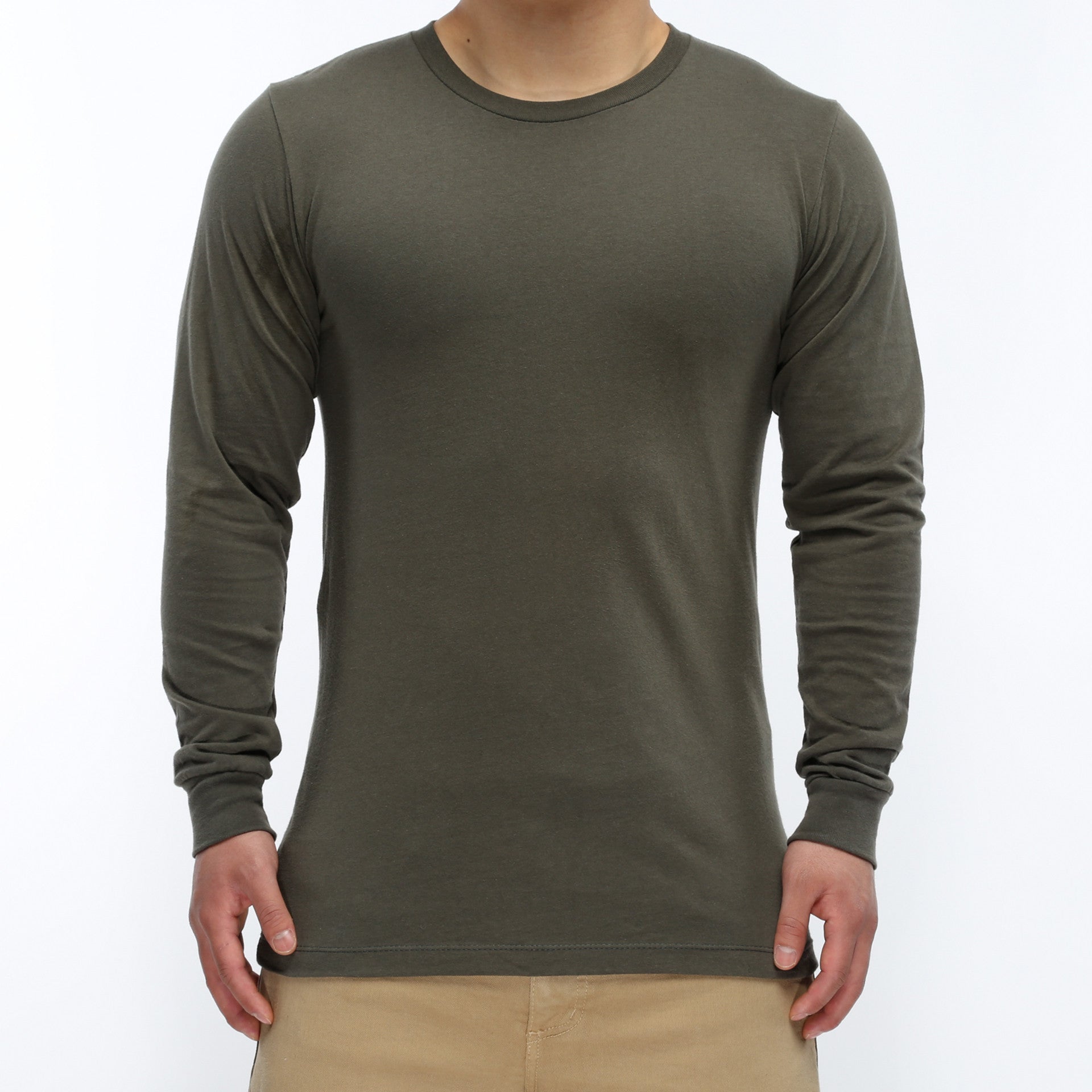 Premium Long Sleeve T-Shirt for Men - Soft Cotton Comfort Fit Crew Neck Tee - Charcoal Gray - Casual Wear, Layering & Everyday Outfits