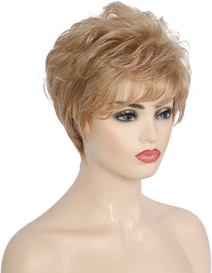 Short Layered Pixie Cut Human Hair Blended Wig for Women - Natural Look & Comfortable Wear - Perfect for Daily Use, Cosplay & Special Occasions