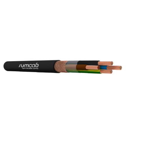1 AWG 4C Bare Copper Braid Shielded PVC Sumflex® RC4V K 0.6/1kV Eca CPR Screen Cable - High Performance Electrical Wiring for Industrial Automation and Power Distribution Systems