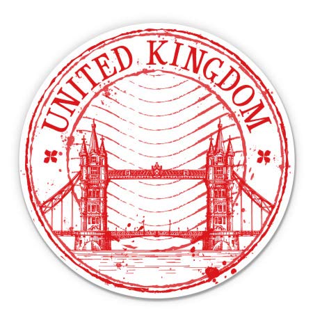 GT Graphics Express UK Travel Stamp London - Large Waterproof Vinyl Sticker Decal for Laptops, Cars, Windows - Perfect for Travel Enthusiasts & Home Decor