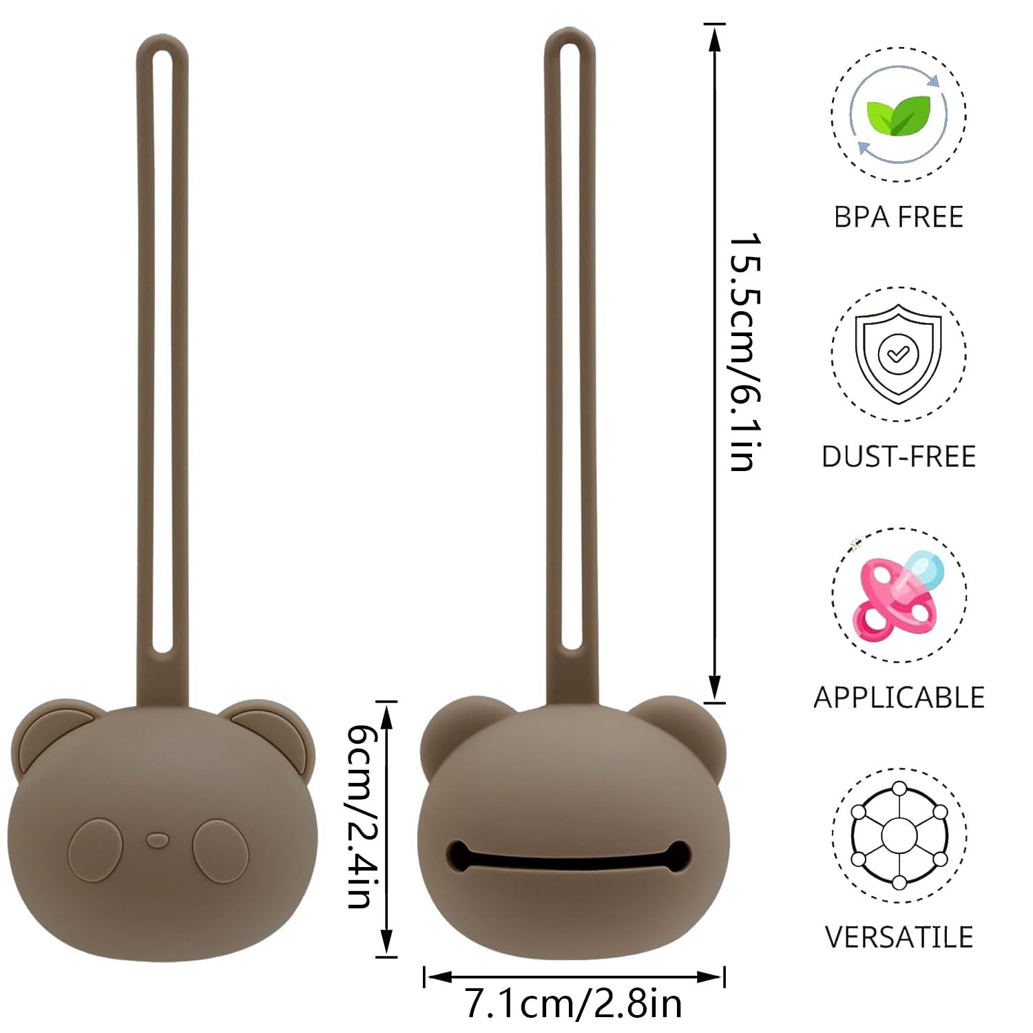 2 Pack Portable Silicone Pacifier Holder for Babies - On-The-Go Dummy Case for 2 Pacifiers - Travel-Friendly, Hygienic Baby Essentials for Strollers, Car Seats & Diaper Bags