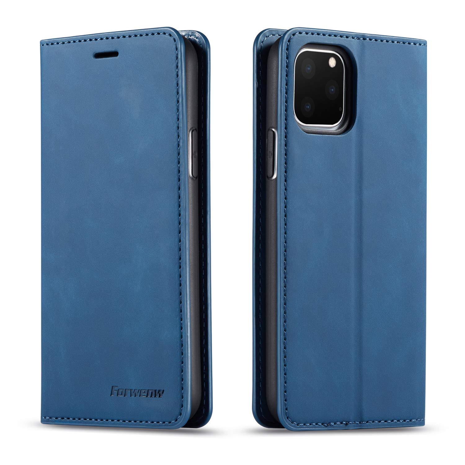 Premium PU Leather Magnetic Flip Wallet Case for iPhone 11 Pro Max (6.5 inch) - Shockproof Card Holder with Kickstand & Hidden Adsorption | Perfect for Work, Travel & Daily Use (Blue, 2019 Model)