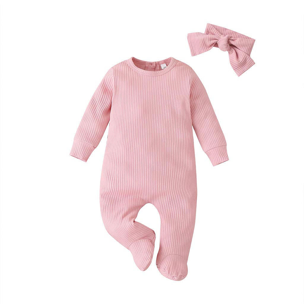 Newborn Baby Boy Girl Ribbed Long Sleeve Footie Onesie Jumpsuit - Soft Cotton Bodysuit Romper for Fall & Winter Outfits - Perfect for Playtime, Sleepwear, and Family Photos