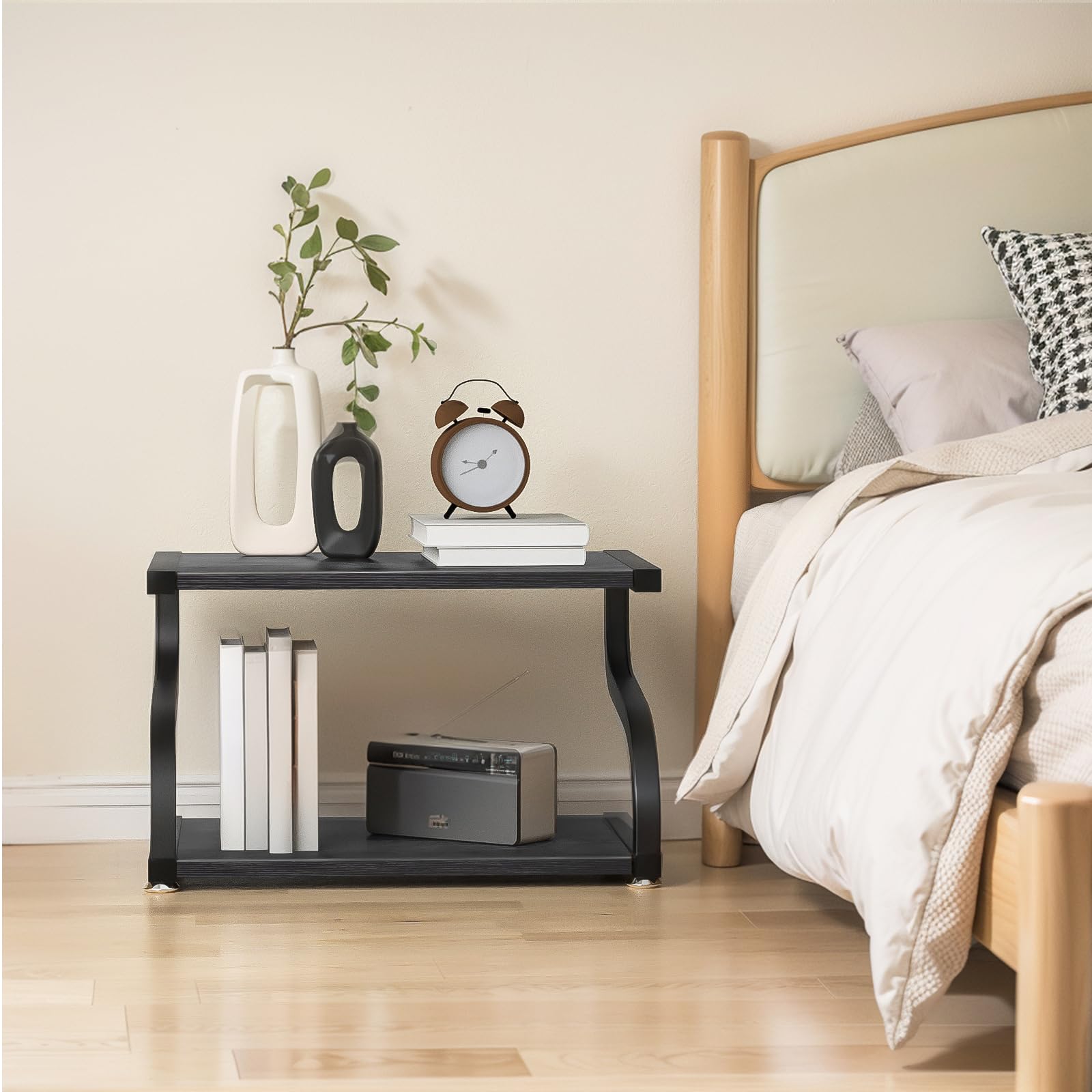 2-Tier Heavy Duty Wooden Printer Stand with Storage | Anti-Slip Desktop Shelf Organizer for Home & Office Workspace | Perfect Printer Table for Small Spaces, Under Desk Organization & Home Office Setup