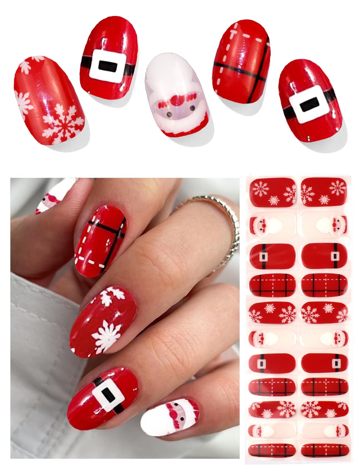 Christmas Snowflakes Gel Nail Polish Stickers - Waterproof Long Lasting Nail Art Wraps with Free UV/LED Nail Lamp for Holiday Manicures, Perfect for Christmas Parties & Winter Nail Designs
