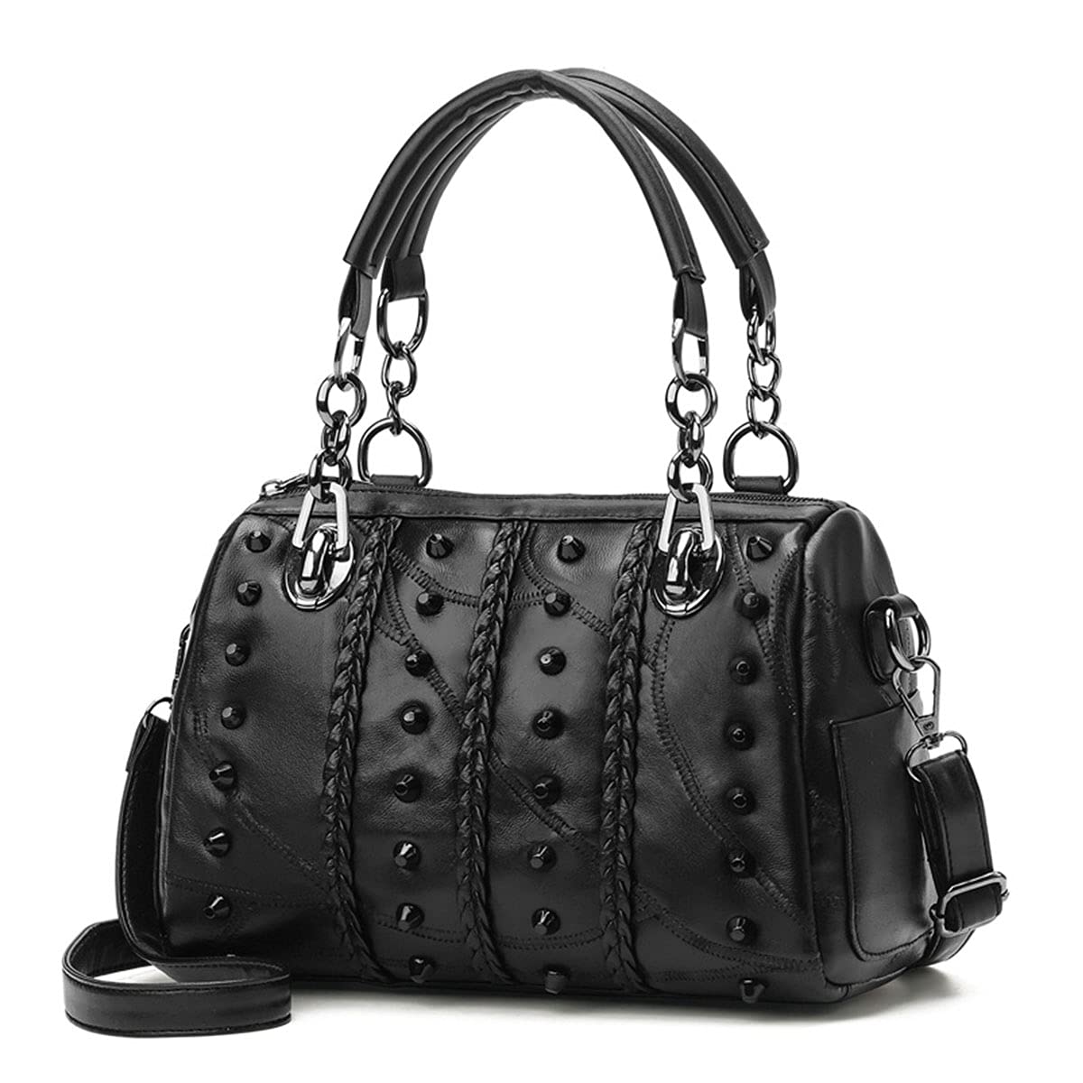 Stylish Women's Crossbody Bags & Shoulder Purses - PU Leather Satchels with Rivet Details, Retro Top-Handle Totes - Perfect for Work, Travel & Everyday Use