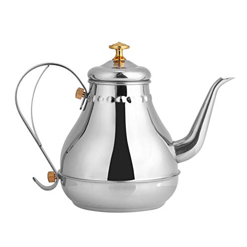 Premium 1.2L Stainless Steel Gooseneck Tea Filter Pot - Drip Coffee Kettle with Built-in Strainer for Pour Over Brewing | Perfect for Home, Office & Tea Ceremony Use