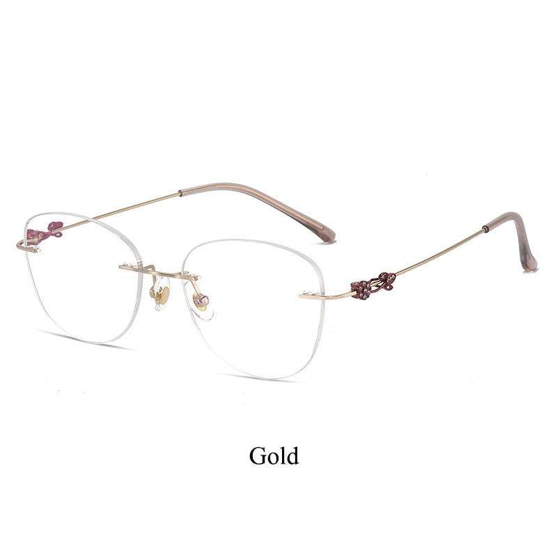 Bclear Women's Rimless Oval Square Titanium Eyeglasses Frame 46086 - Lightweight Comfortable Glasses for Work, Reading & Fashion