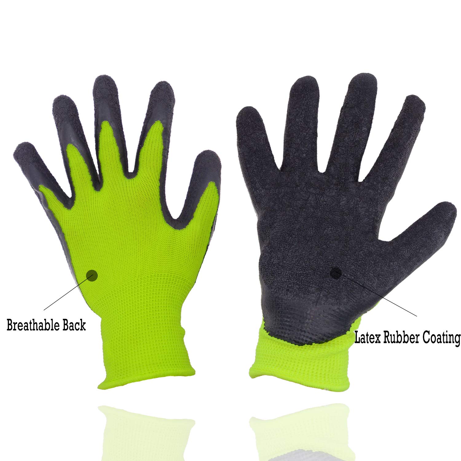 HANDLANDY Kids Gardening Gloves for Boys & Girls Ages 3-13 - 2 Pairs Foam Rubber Coated Protective Gloves (Size 4 for 7-8 Year Olds) - Perfect for Planting, Weeding & Outdoor Activities