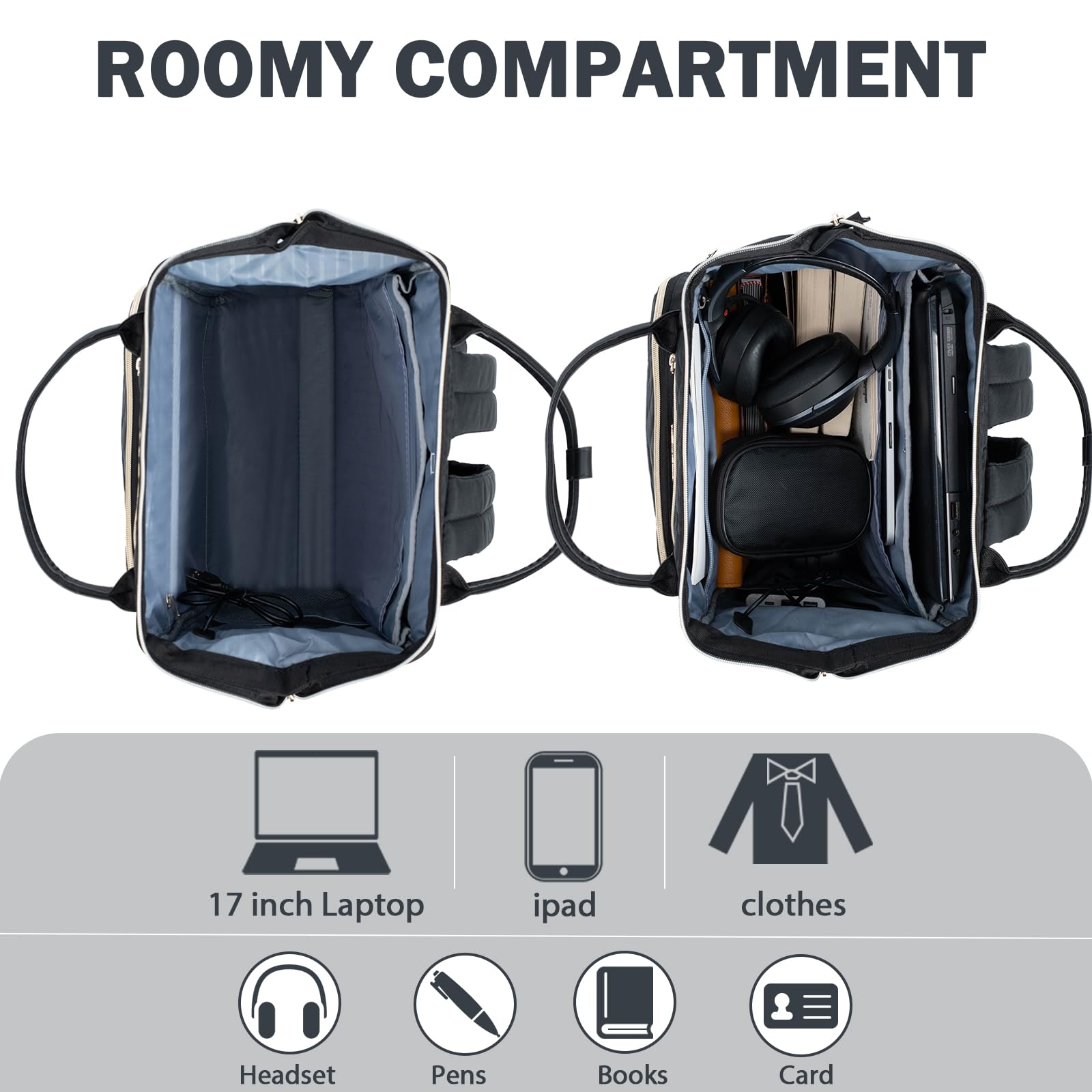 KROSER 17 Inch Laptop Backpack - Water Resistant USB Charging Port College Backpack for Men & Women - Stylish Quilted Design Business Travel Bag & Work Daypack - Perfect for Office, School, Commuting and Airplane Carry-On