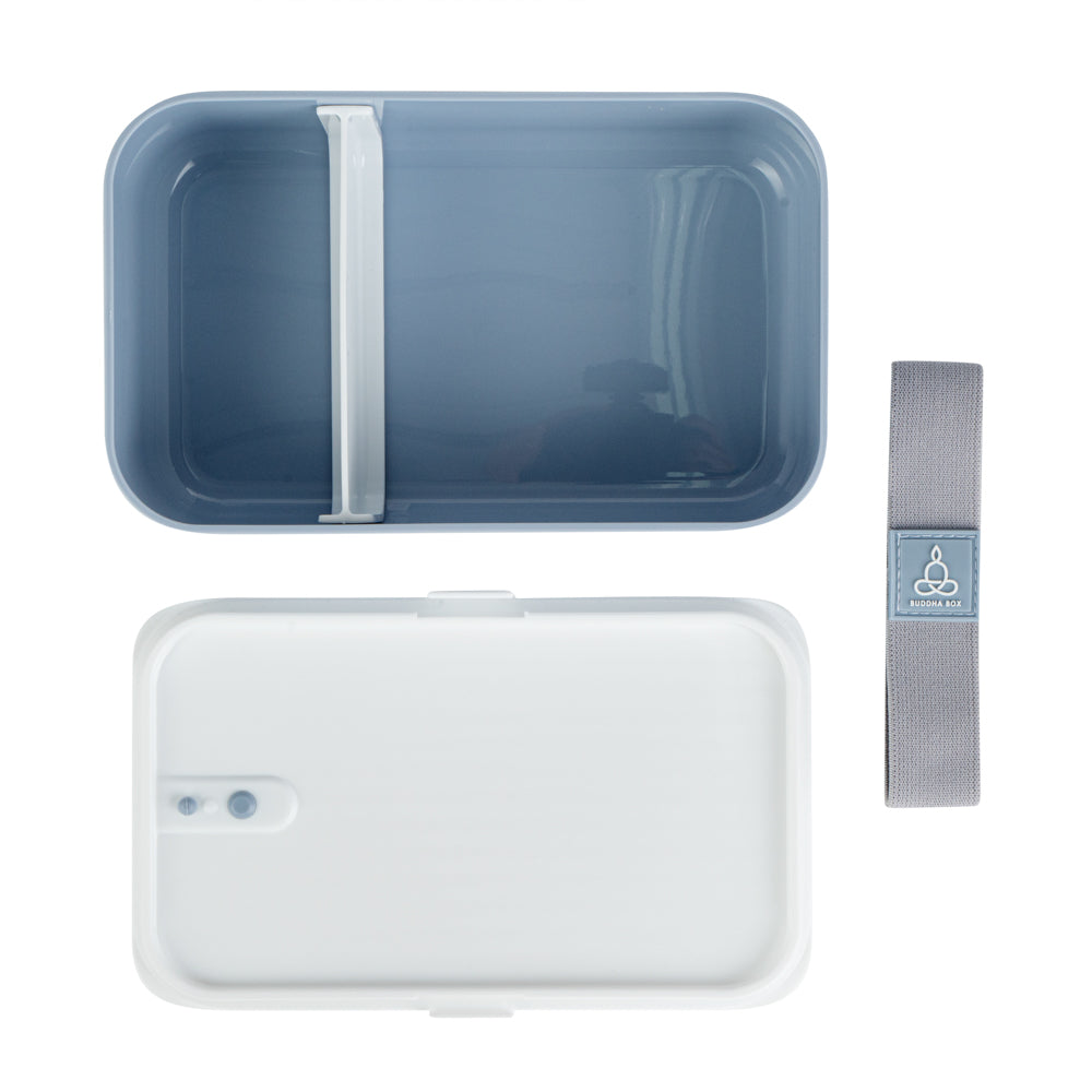 Bento Tek 34 oz Blue Buddha Box Lunch Container with White Lid - 7.5