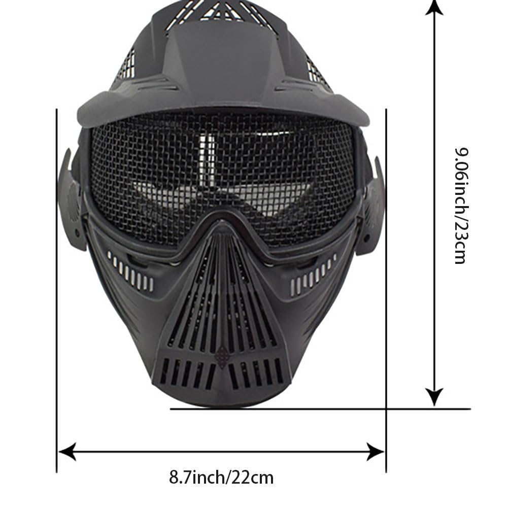Tactical Airsoft Mask - Full Face Protection for Airsoft, Paintball, Tactical Gaming & Outdoor Sports | Halloween Cosplay & Costume Accessories | Durable & Comfortable Design for Extreme Activities