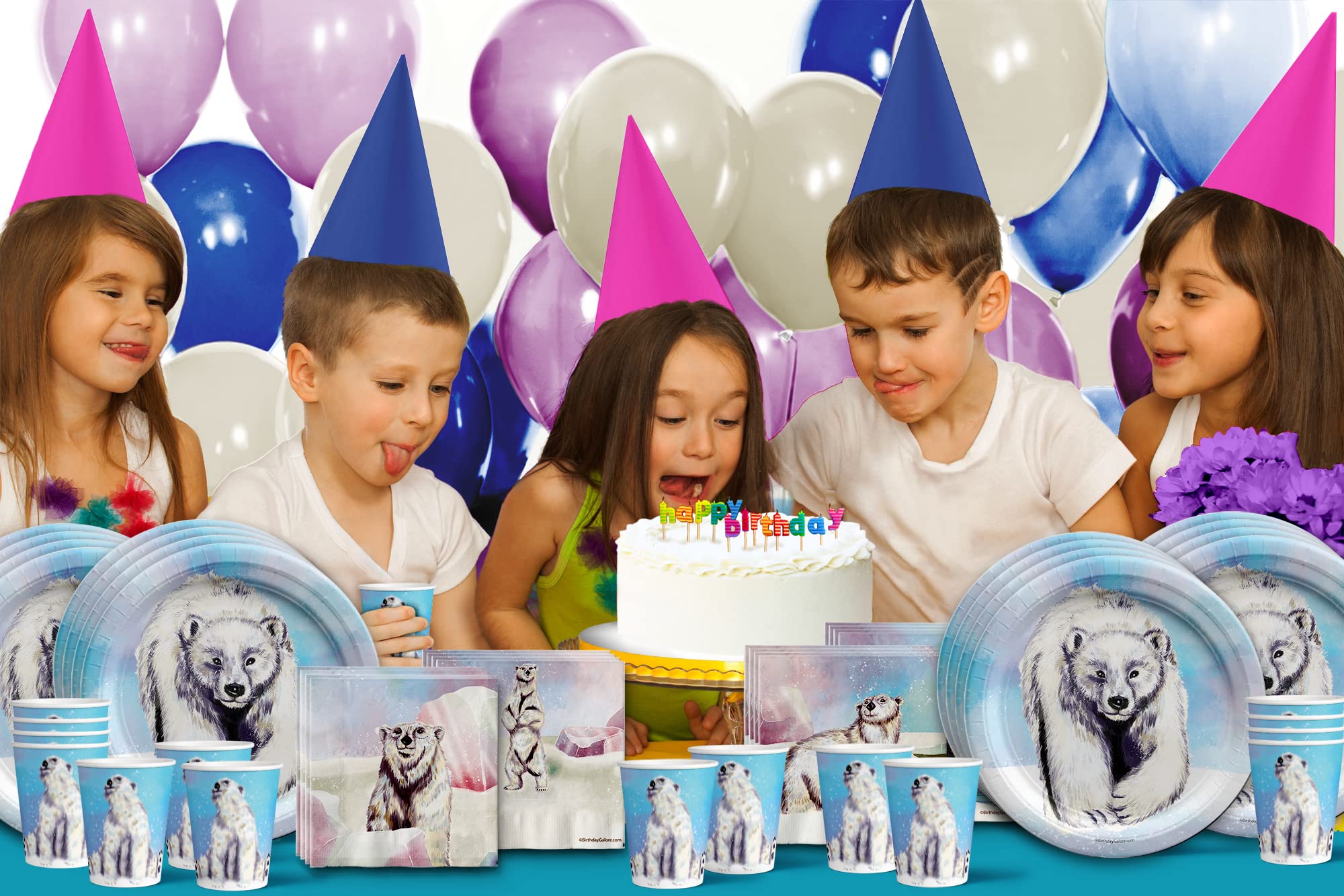 Polar Bear Birthday Party Supplies Set - 16-Piece Winter Themed Tableware Kit with Plates, Napkins & Cups - Perfect for Arctic Animal Themed Parties, Baby Showers & Winter Celebrations
