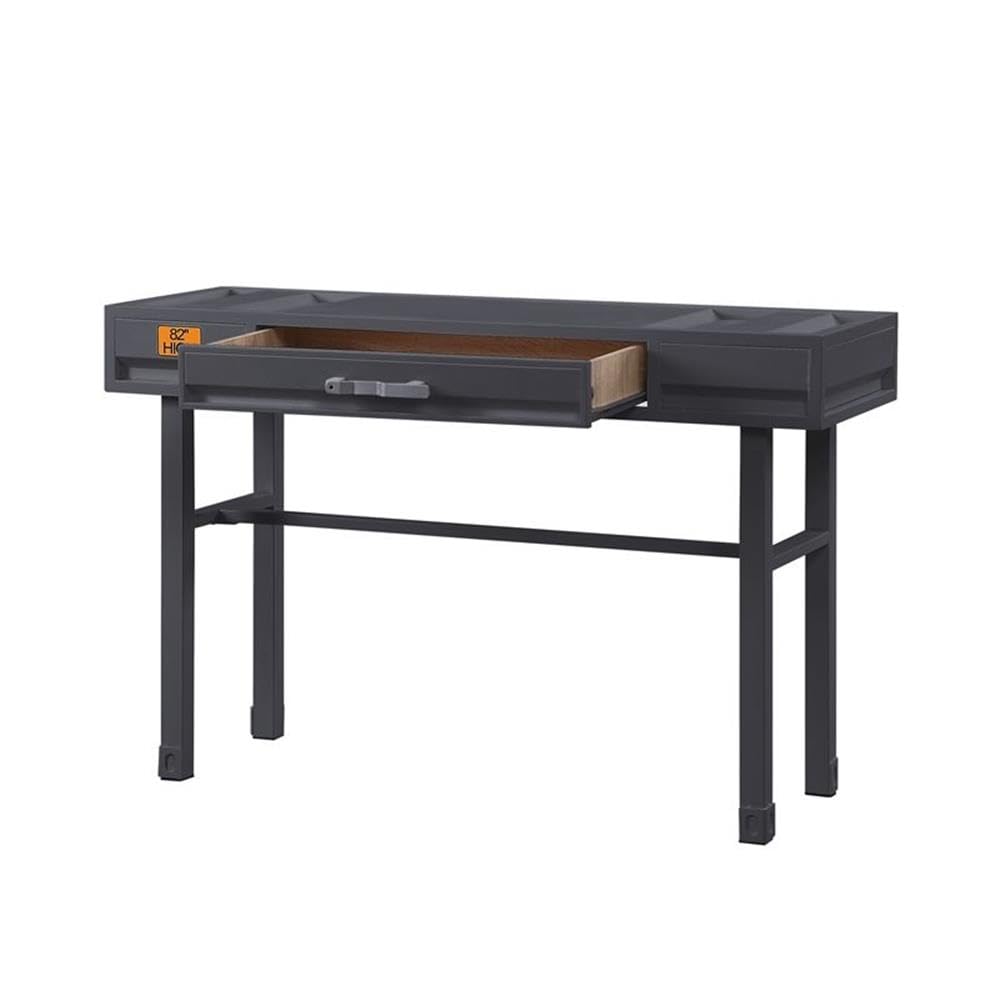 Acme Cargo Wood Vanity Desk in Gunmetal Gray - Modern Home Office & Bedroom Makeup Dressing Table - Perfect for Small Spaces & Apartment Living