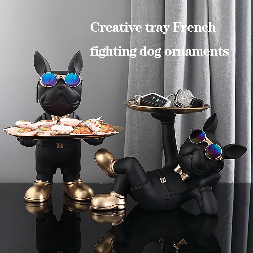 French Bulldog Decorative Tray - Multifunctional Trinket Dish, Jewelry Holder & Piggy Bank | Green Home Office Desk Organizer for Snacks, Coins & Accessories | Perfect for Living Room, Bedroom & Gift Giving (Size B)