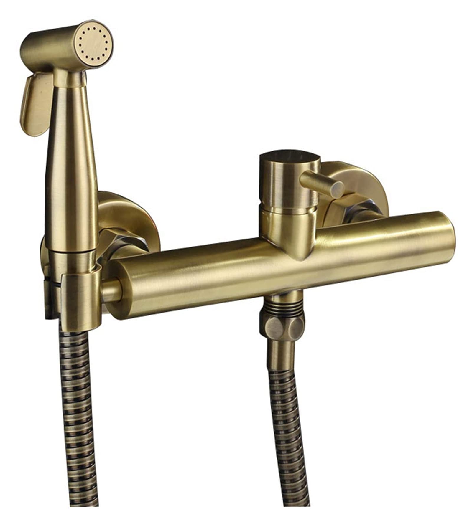 Brushed Gold Toilet Sprayer Gun - Hot & Cold Water Hygienic Bidet Faucet with Shattaf Spray - Perfect for Bathroom Cleaning, Baby Care & Personal Hygiene