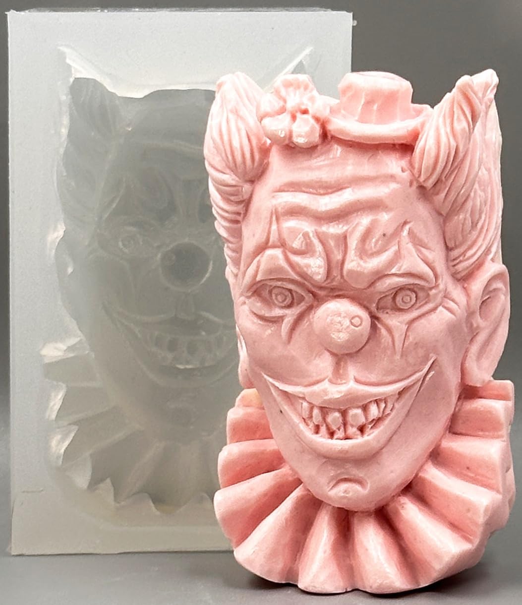 Clown Silicone Mold for Soap, Plaster, Wax, Resin & Clay - Joker Face Design - Perfect for DIY Crafts, Candle Making, and Home Decor Projects